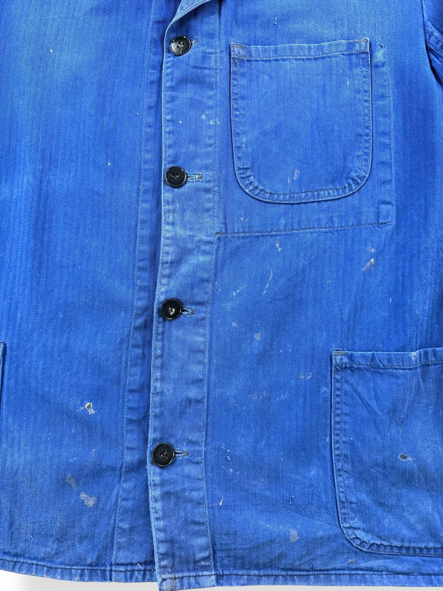 Stains on Vintage Royal Blue Sanfor HBT French Chore Coat SZ L