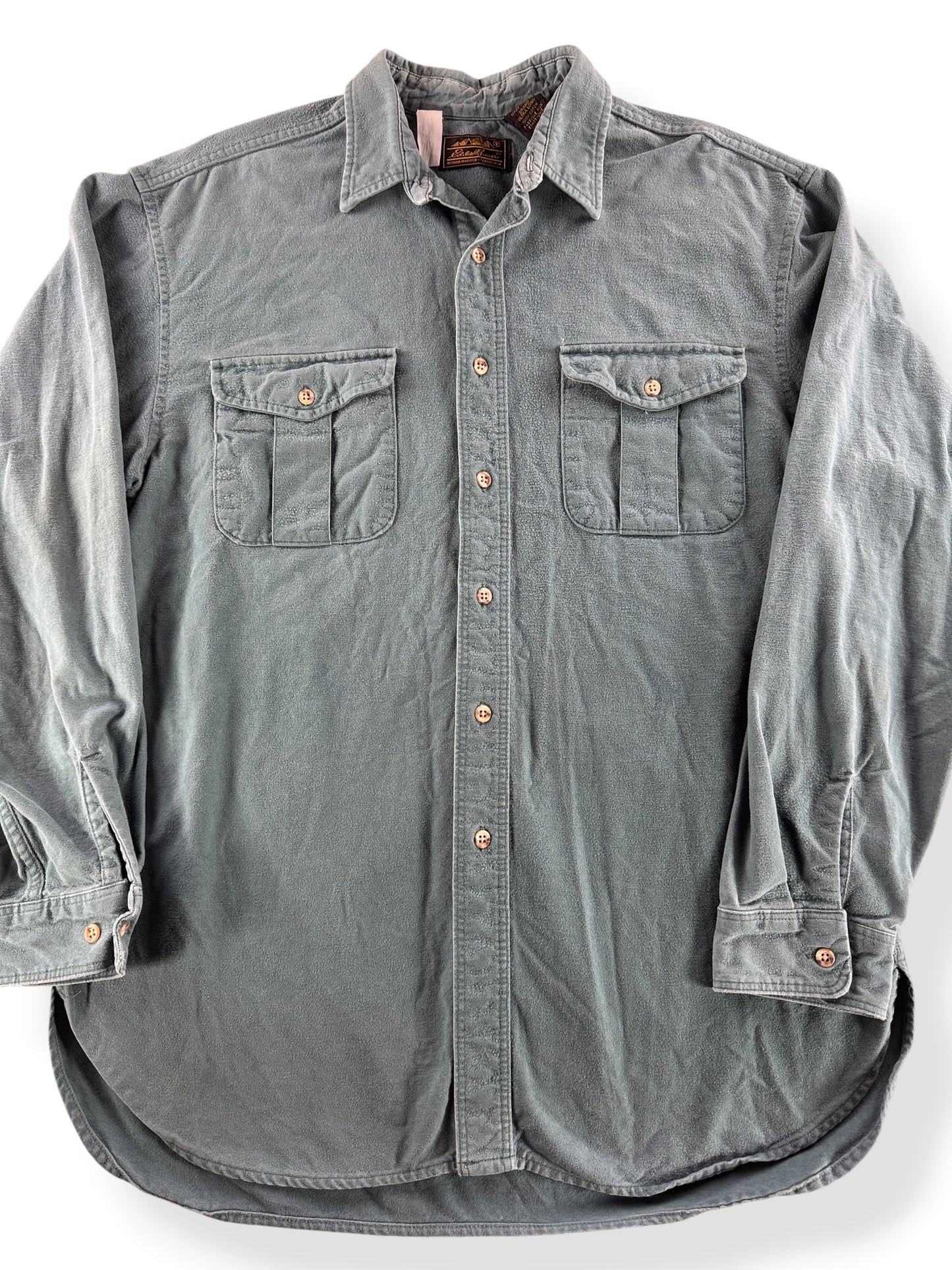 Front Close Up of Vintage 80's Eddie Bauer Chamois Shirt SZ XL