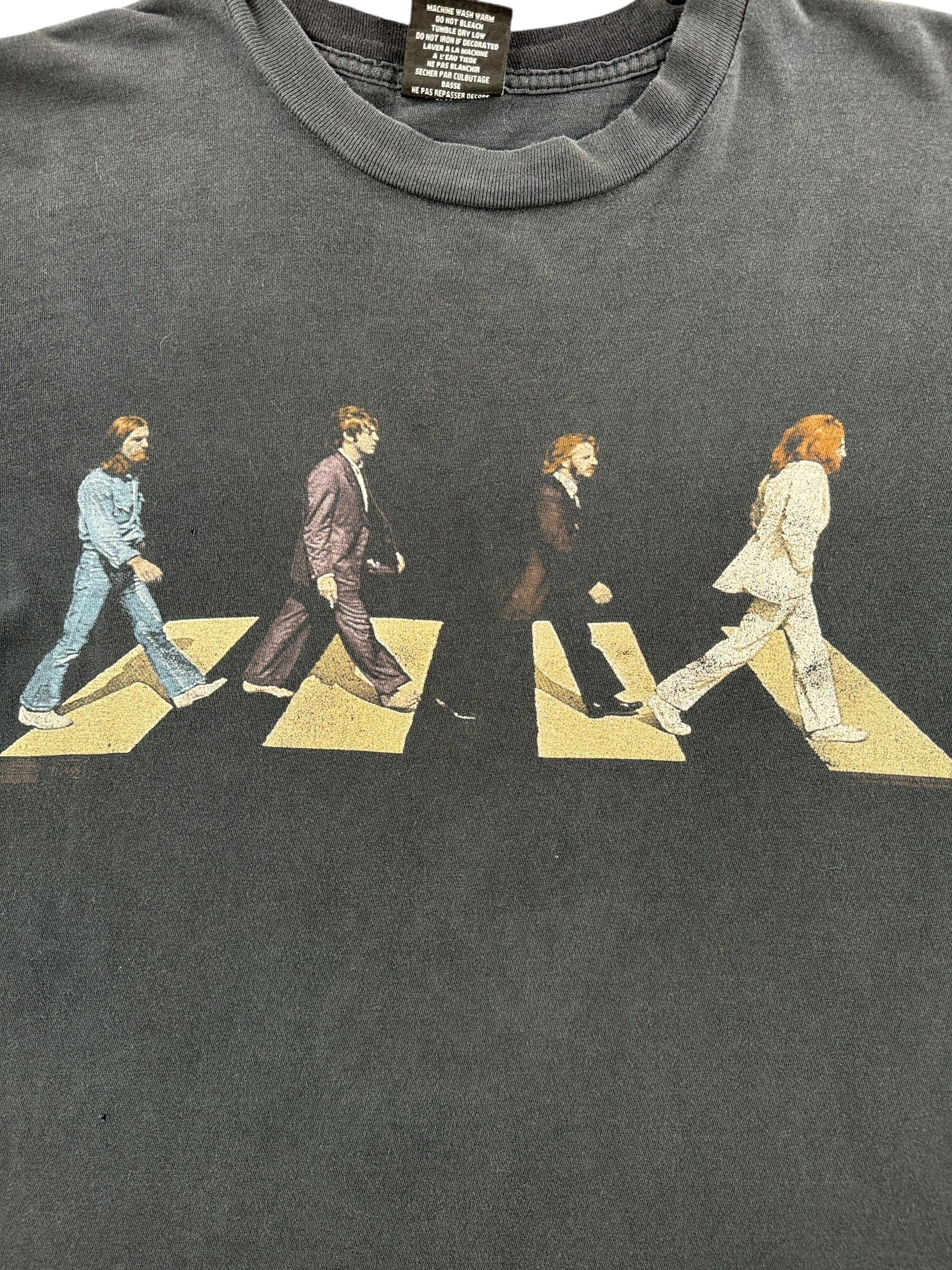 Front Graphic of Vintage Canada Made Beatles Abbey Road Single Stitch Tee SZ XL
