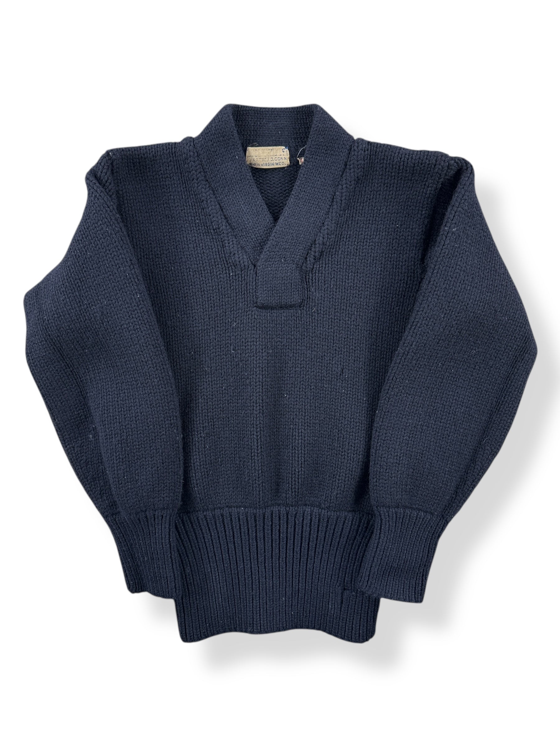 Front of Vintage Lyon Mills Naval Wool Sweater SZ XS