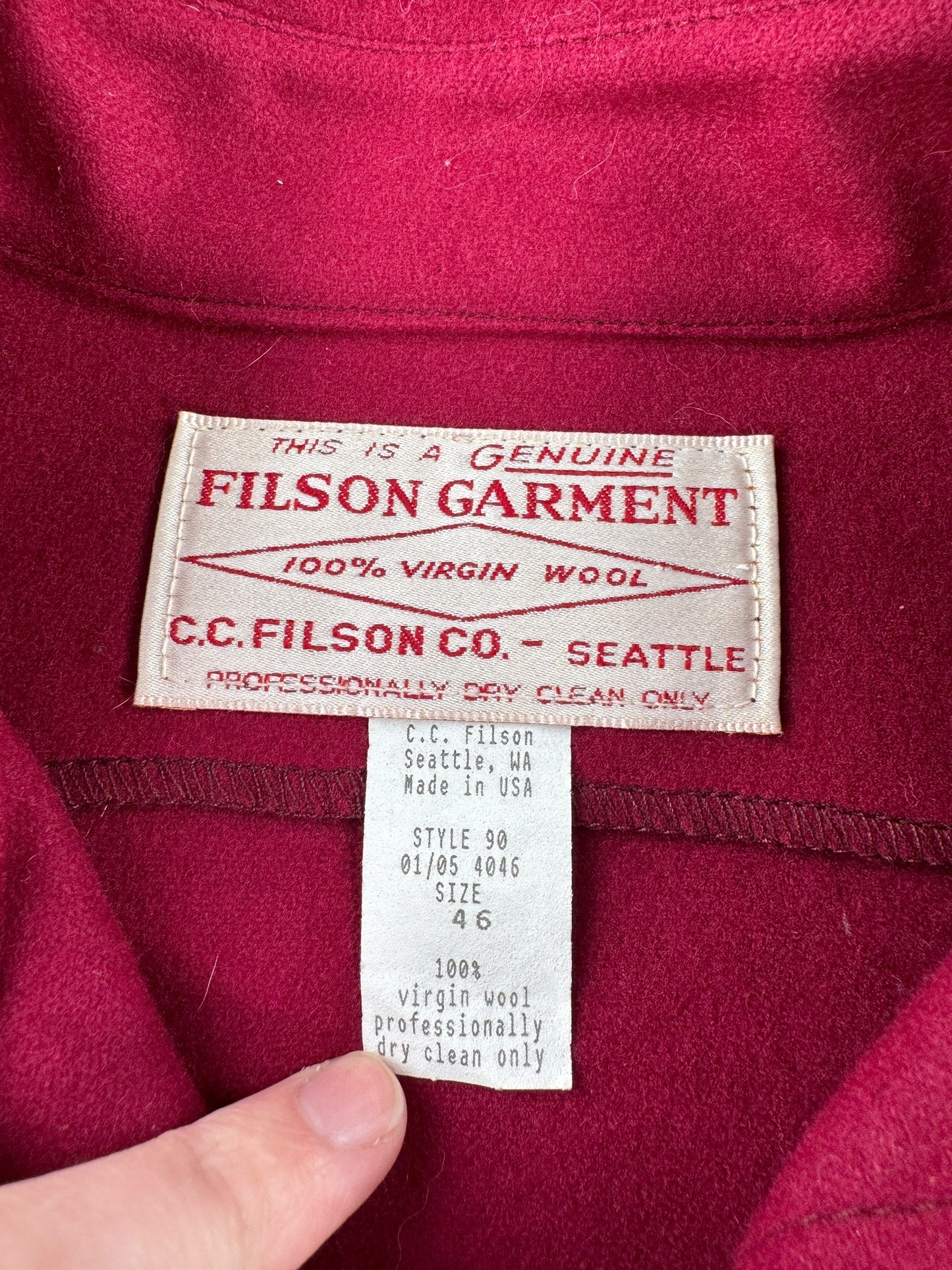 Tag on Vintage Filson Burgundy Jac Shirt SZ 46
