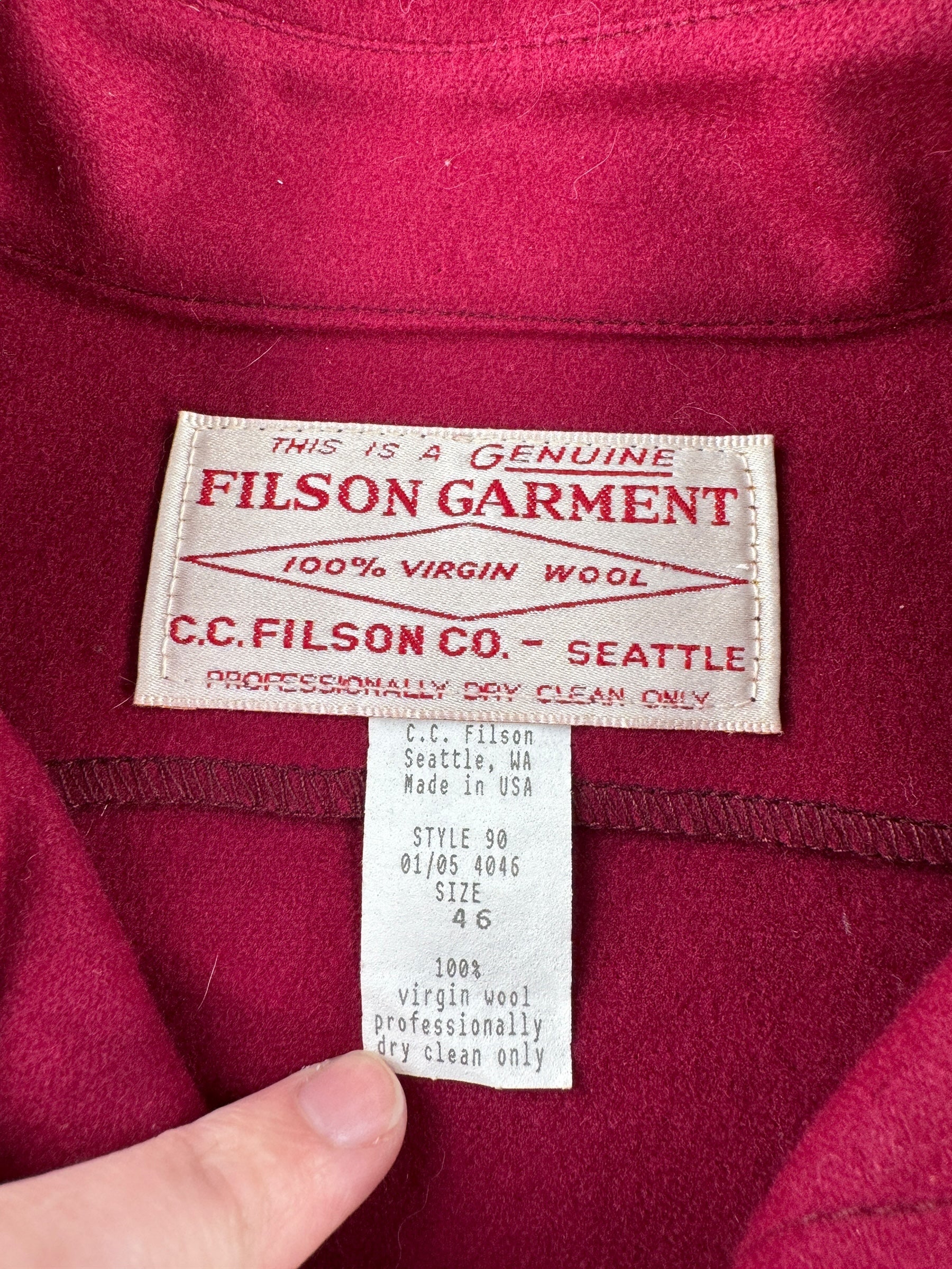 Tag on Vintage Filson Burgundy Jac Shirt SZ 46