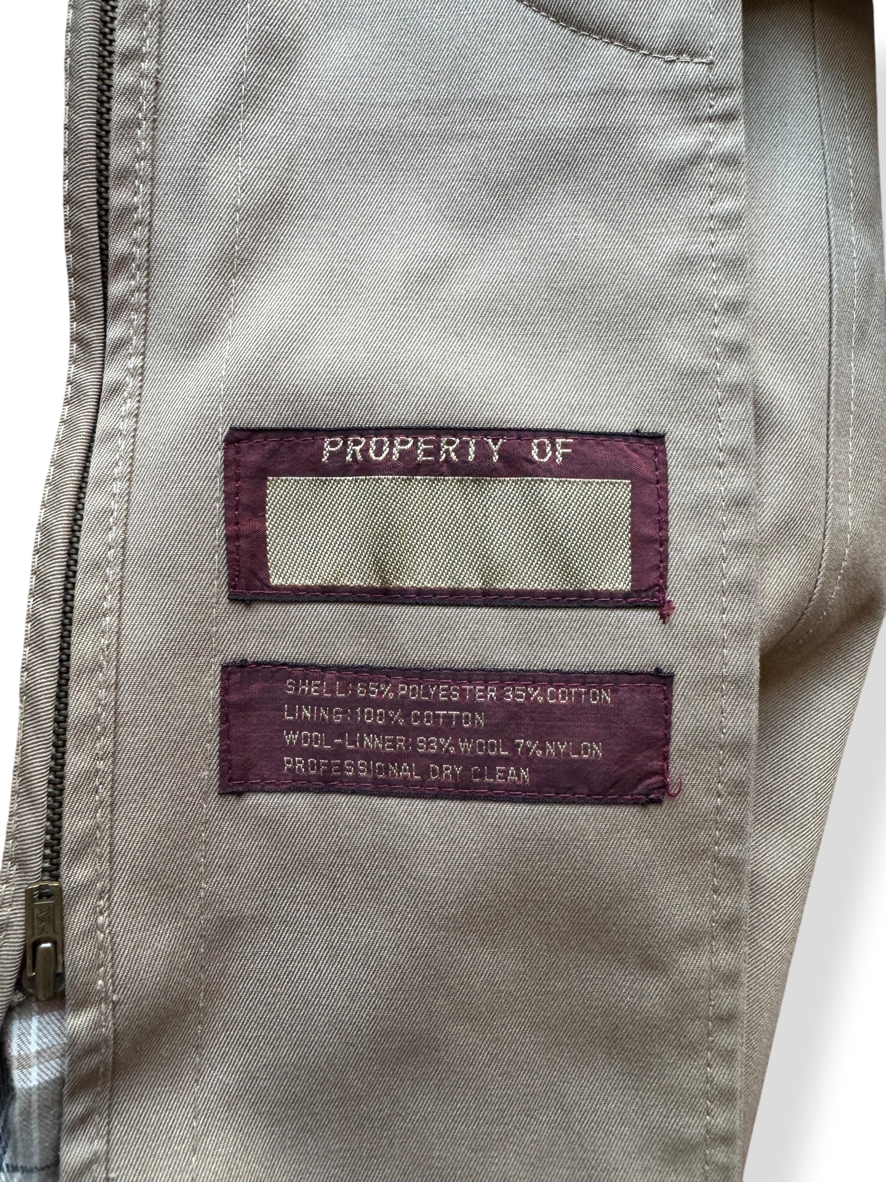 label on Vintage Nordstrom's Lined Trench Coat SZ M