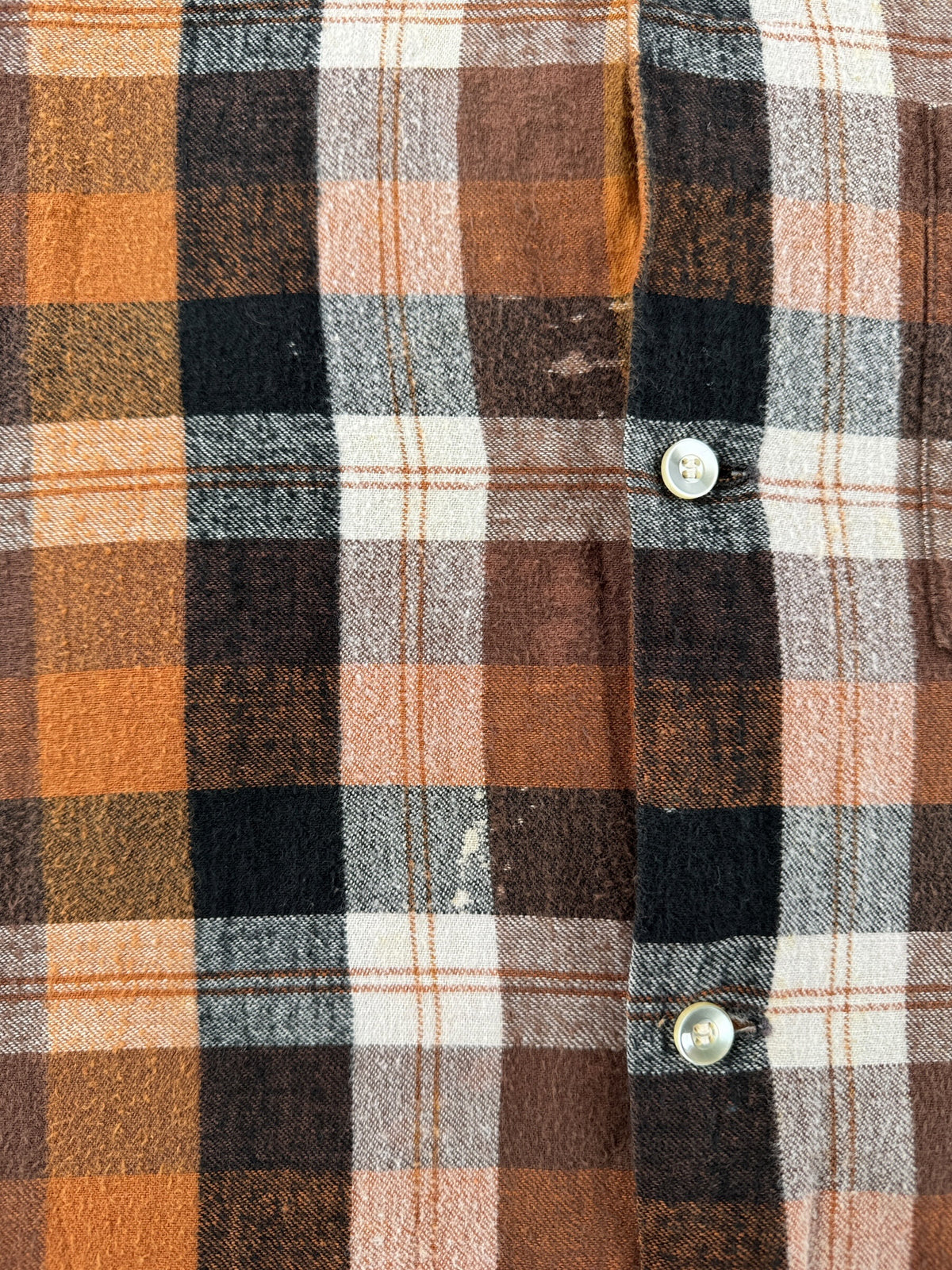 Minor bleach staining on front of Vintage Amcrest Cotton Flannel SZ L - AS IS