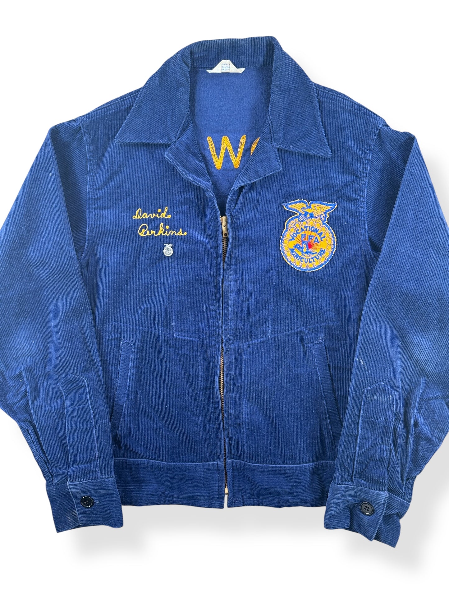 Front Close Up of Vintage Harris Lake Park Iowa FFA Jacket SZ S