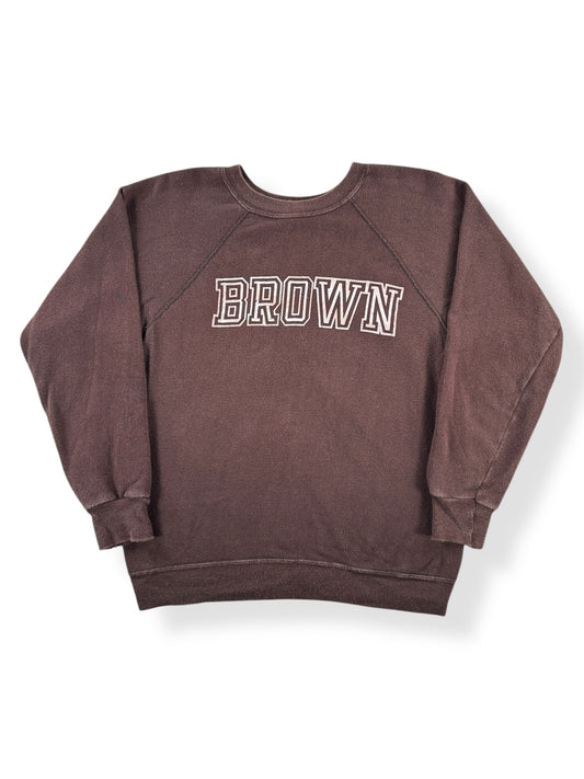 Front of Vintage Flocked Brown Champion Crewneck SZ S