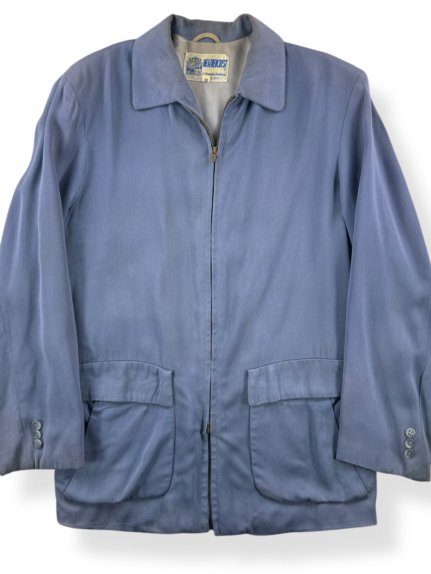 Front Close Up of Vintage Weathercrest Gabardine Jacket SZ 38