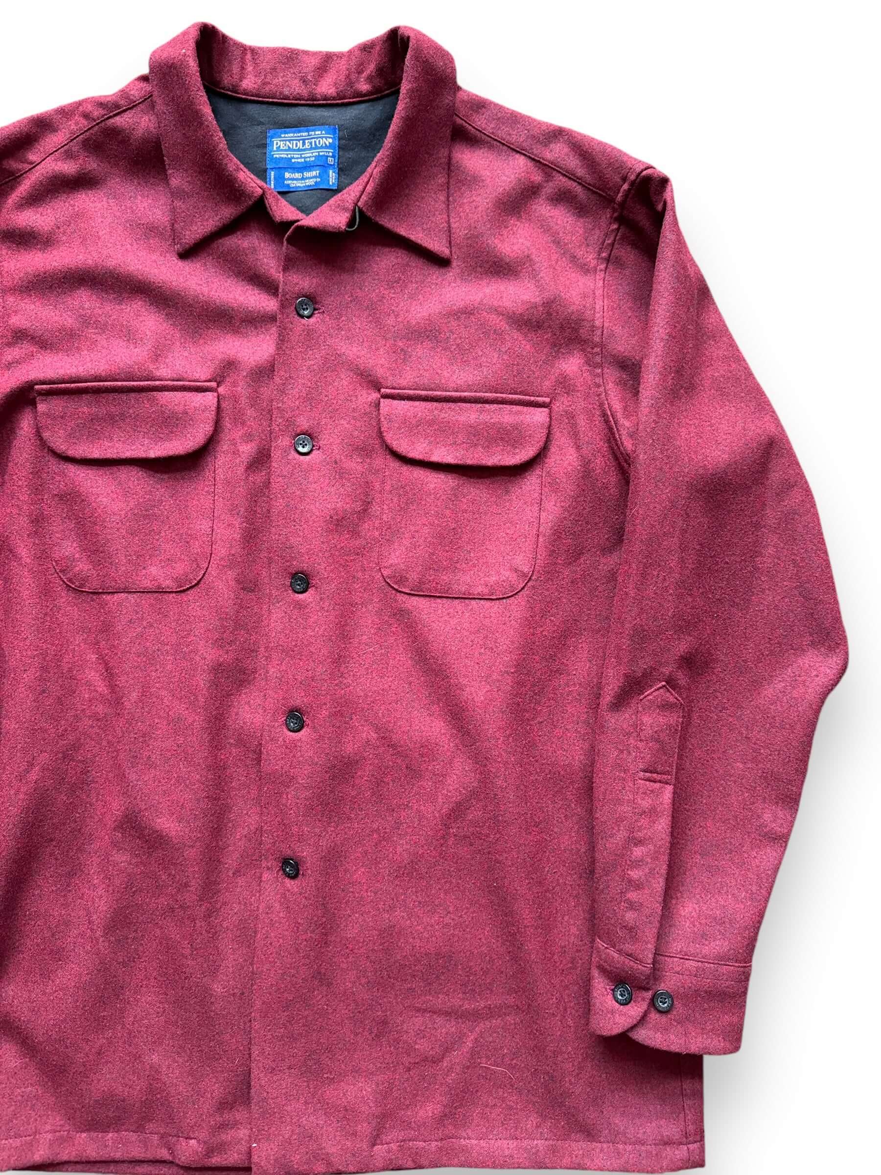 Front Left View of Vintage Maroon Pendleton Wool Board Shirt SZ L