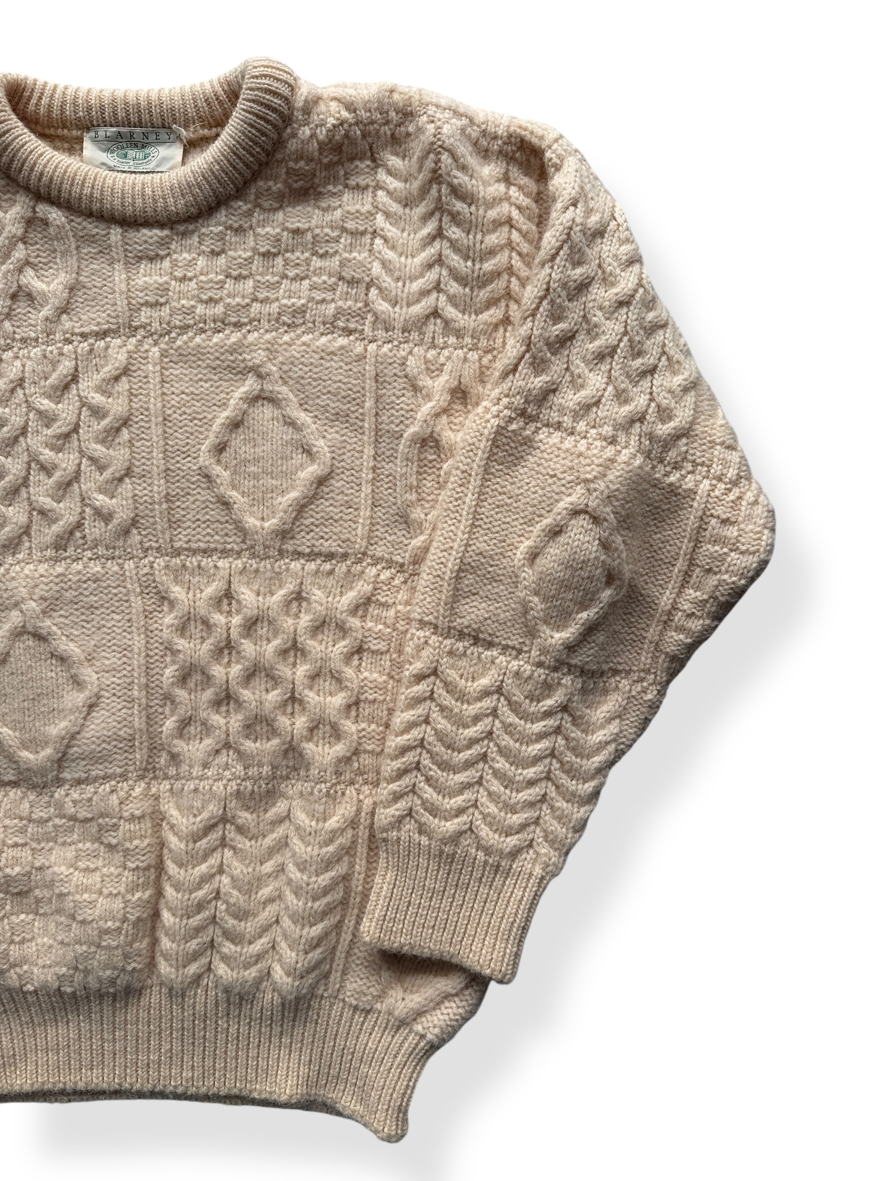Front Left of Blarney Woolen Mills Fisherman Sweater SZ M