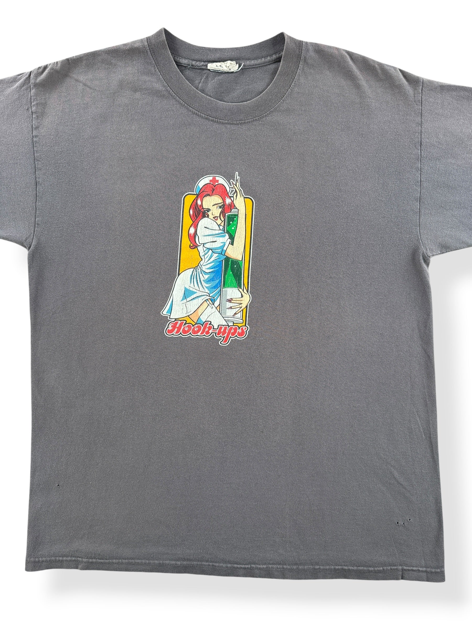 Front Close Up of Vintage Hook-Ups Nurse Mika Needle Tee SZ L