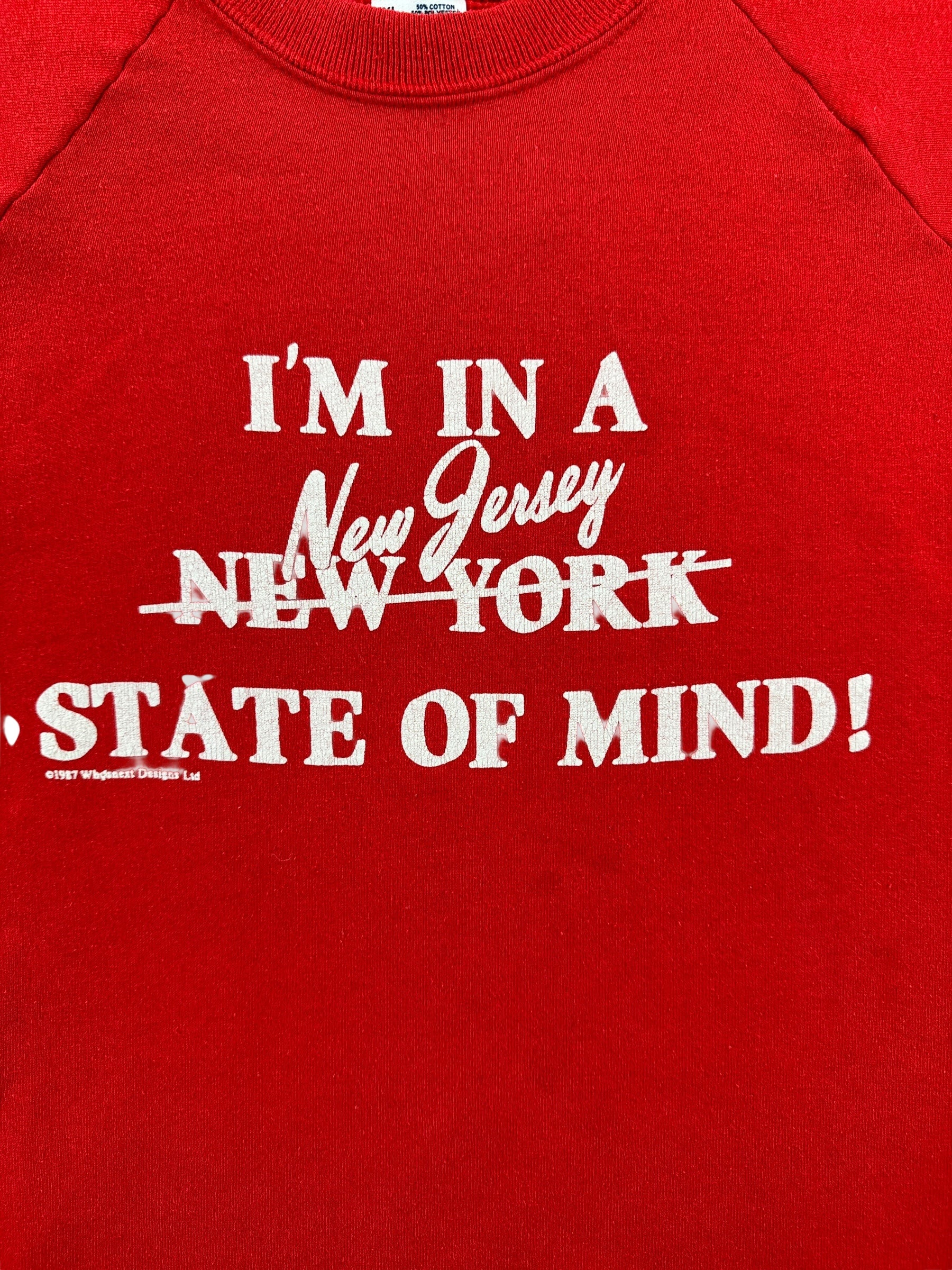 Graphic on Vintage New Jersey State of Mind Red Crewneck SZ L