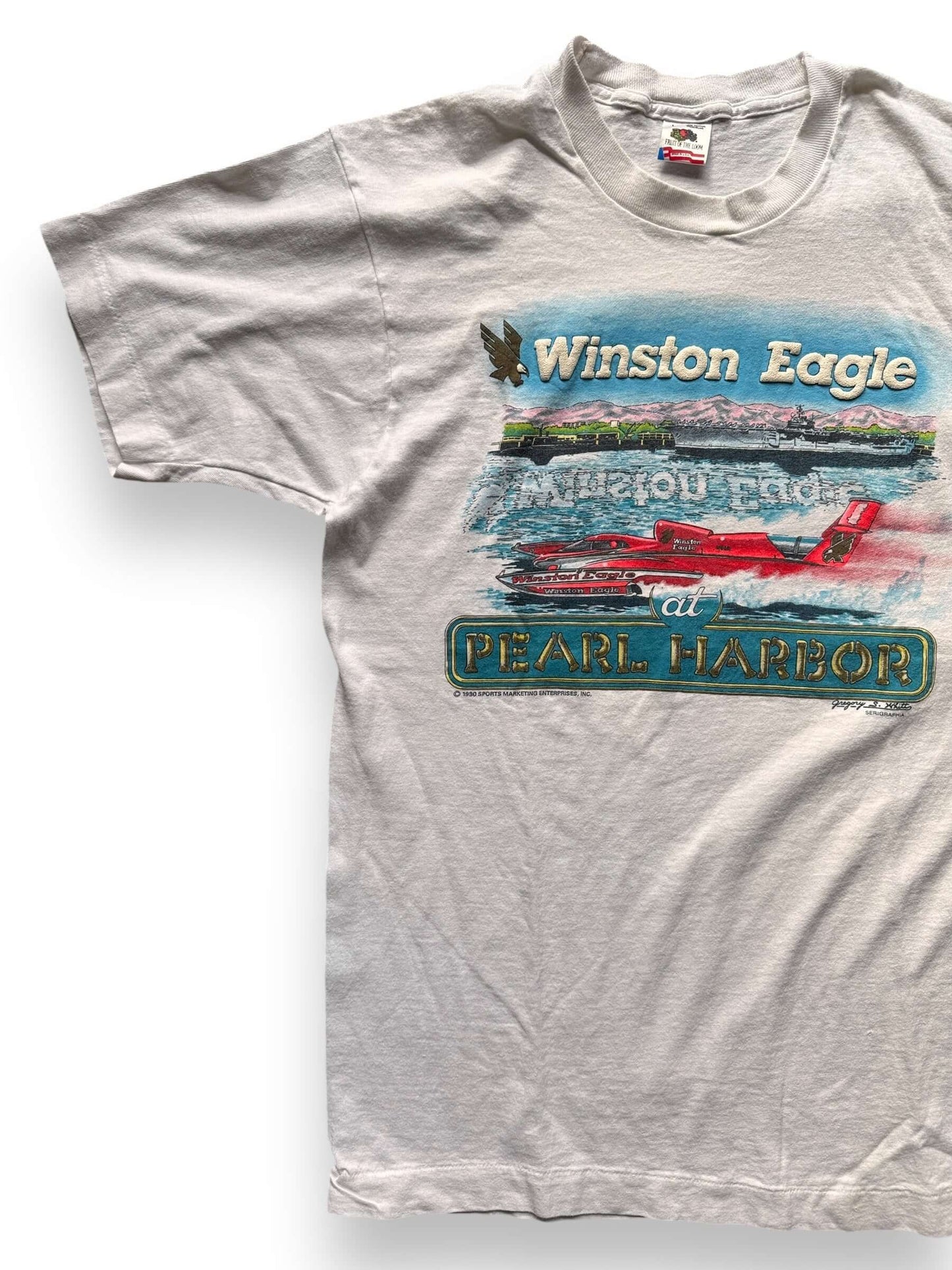 Front Right View of Vintage Winston Eagle Pearl Harbor Tee SZ L