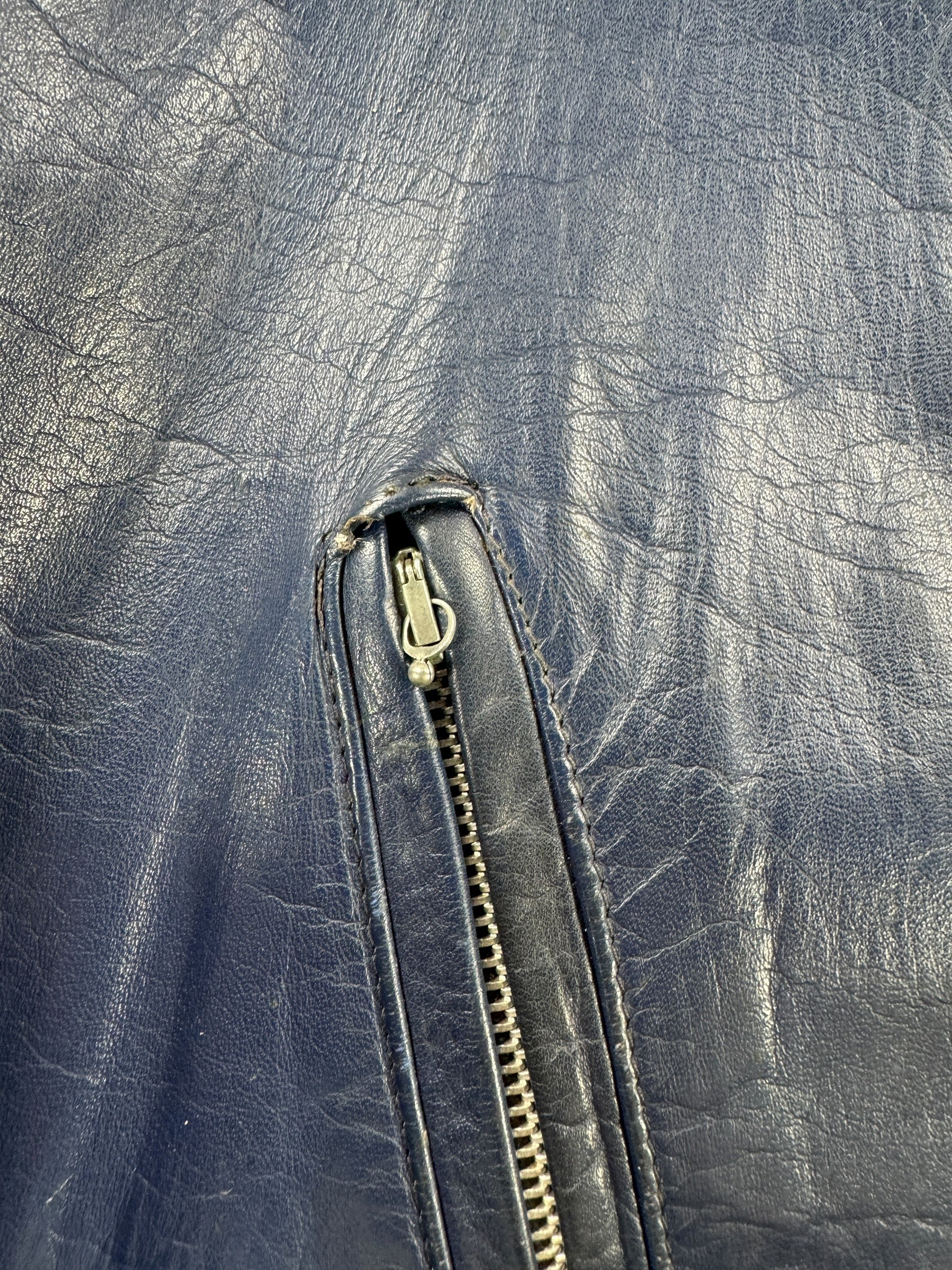 Zipper on Vintage 70's Era Lewis Leathers Cafe Cruiser Jacket SZ 44