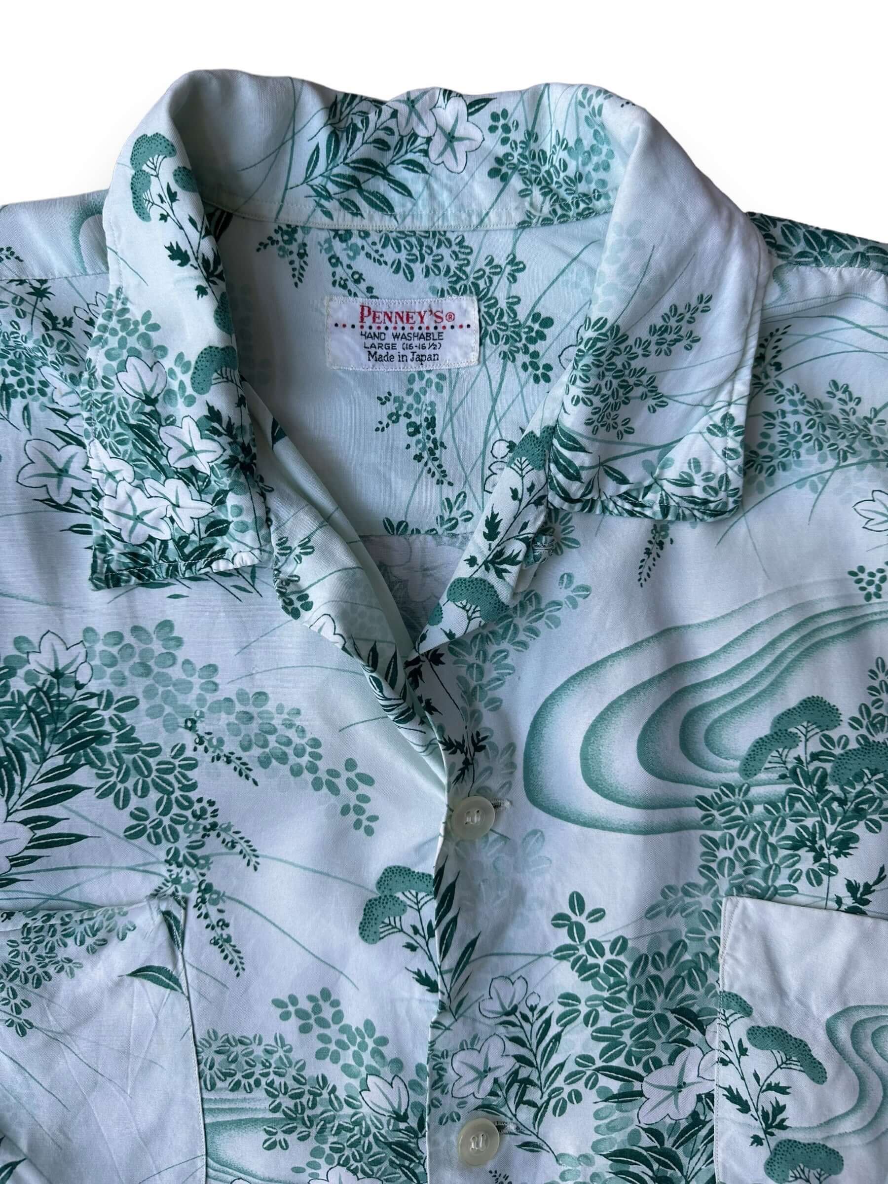 collar on Vintage Made in Japan Penney's Aloha Shirt SZ XL