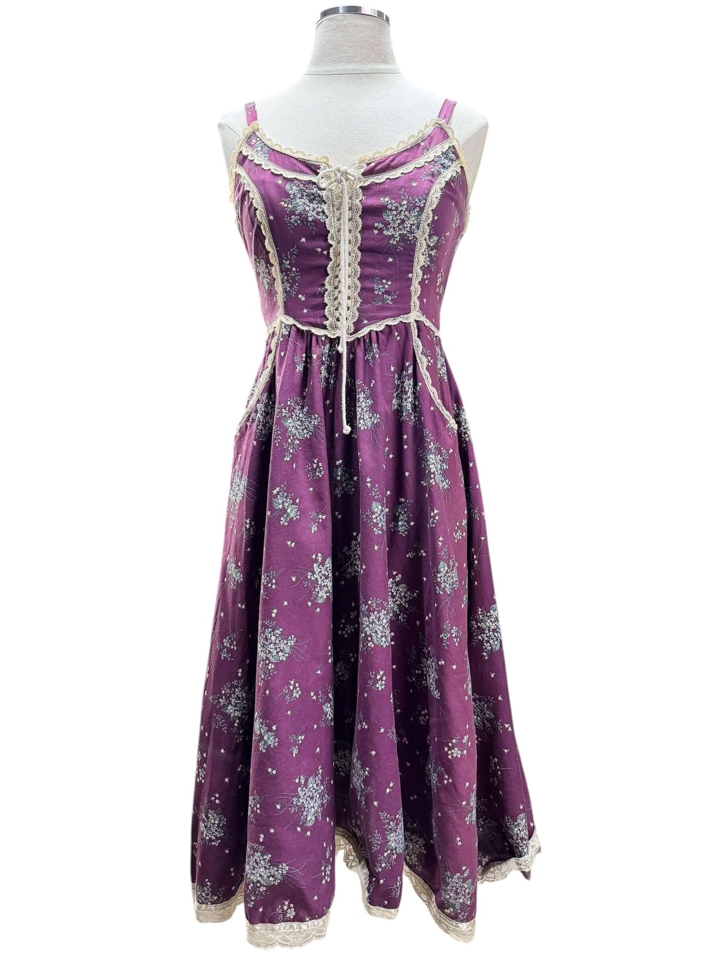 Front view of 1970s Purple Gunne Sax Sundress S