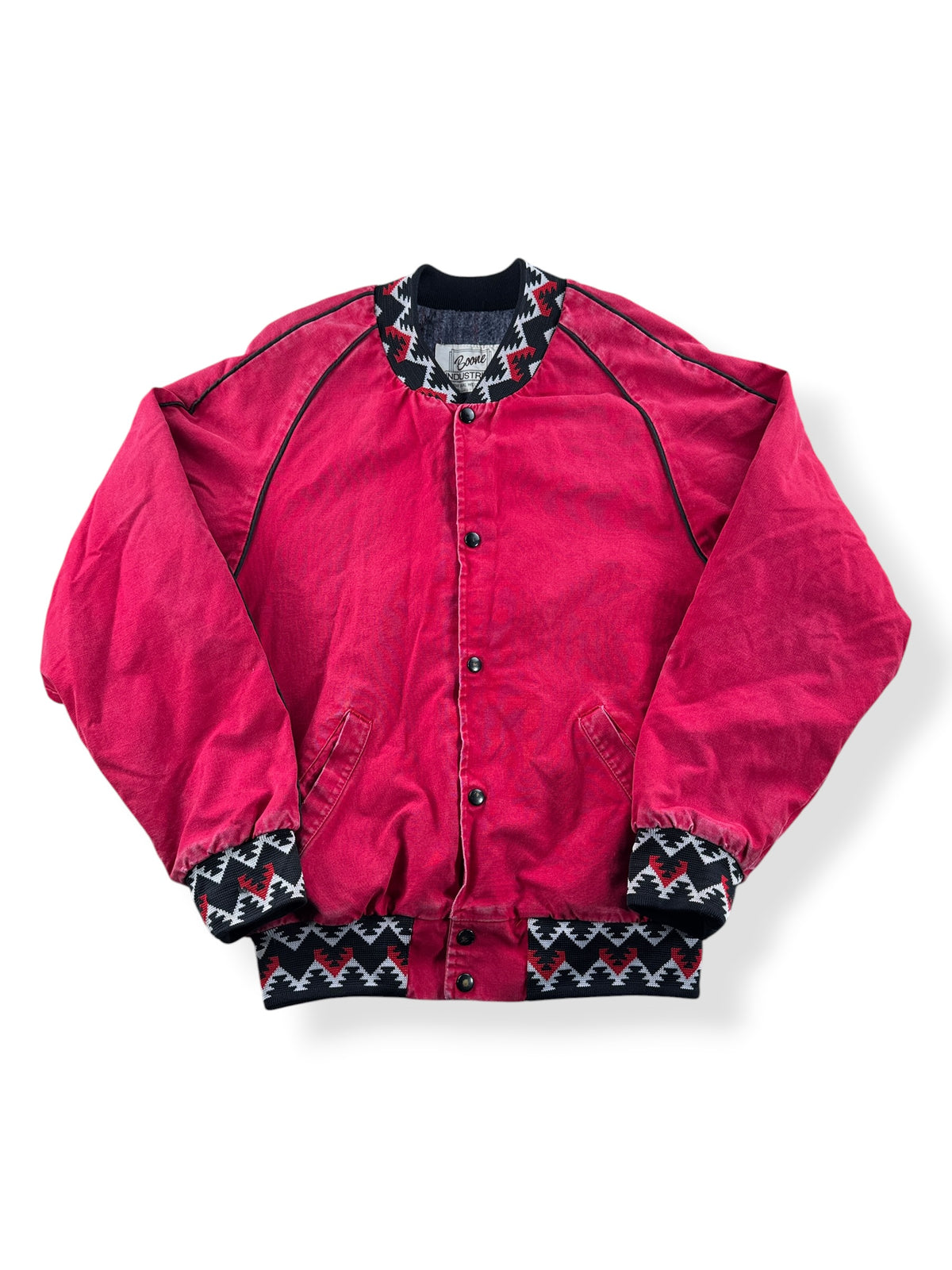 Front of Vintage Boone Industries Cotton South Western Bomber Jacket SZ M