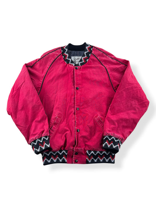 Front of Vintage Boone Industries Cotton South Western Bomber Jacket SZ M