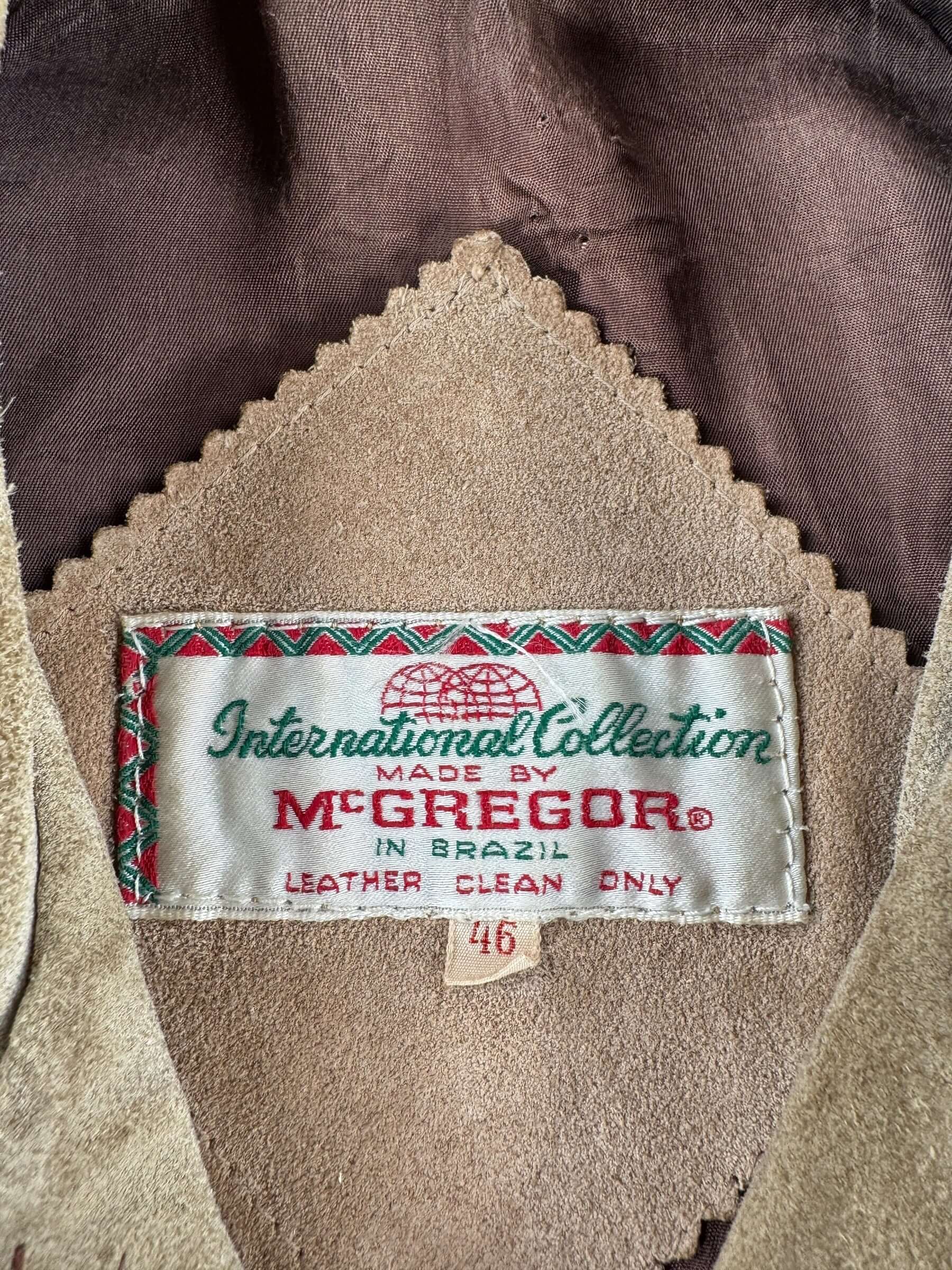 Label on Vintage McGregor International Suede Jacket SZ 46