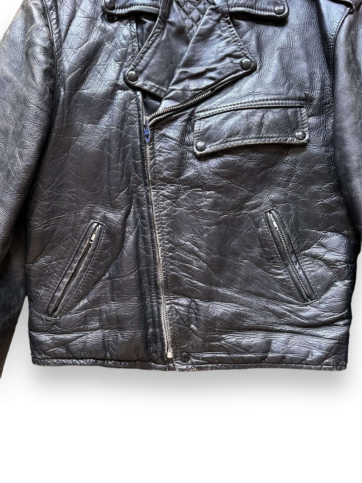 Front Closeup of Vintage Brooks Leather PJ-27 Buco Style Leather Jacket SZ 42 | Vintage Leather Jackets Seattle