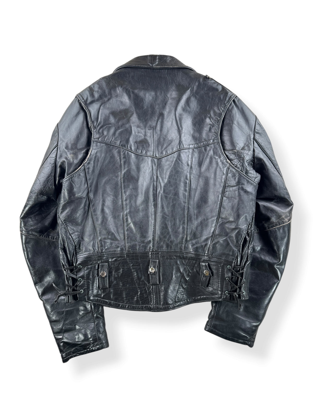 Back of Vintage Made in Mexico Leather Biker Jacket SZ 48