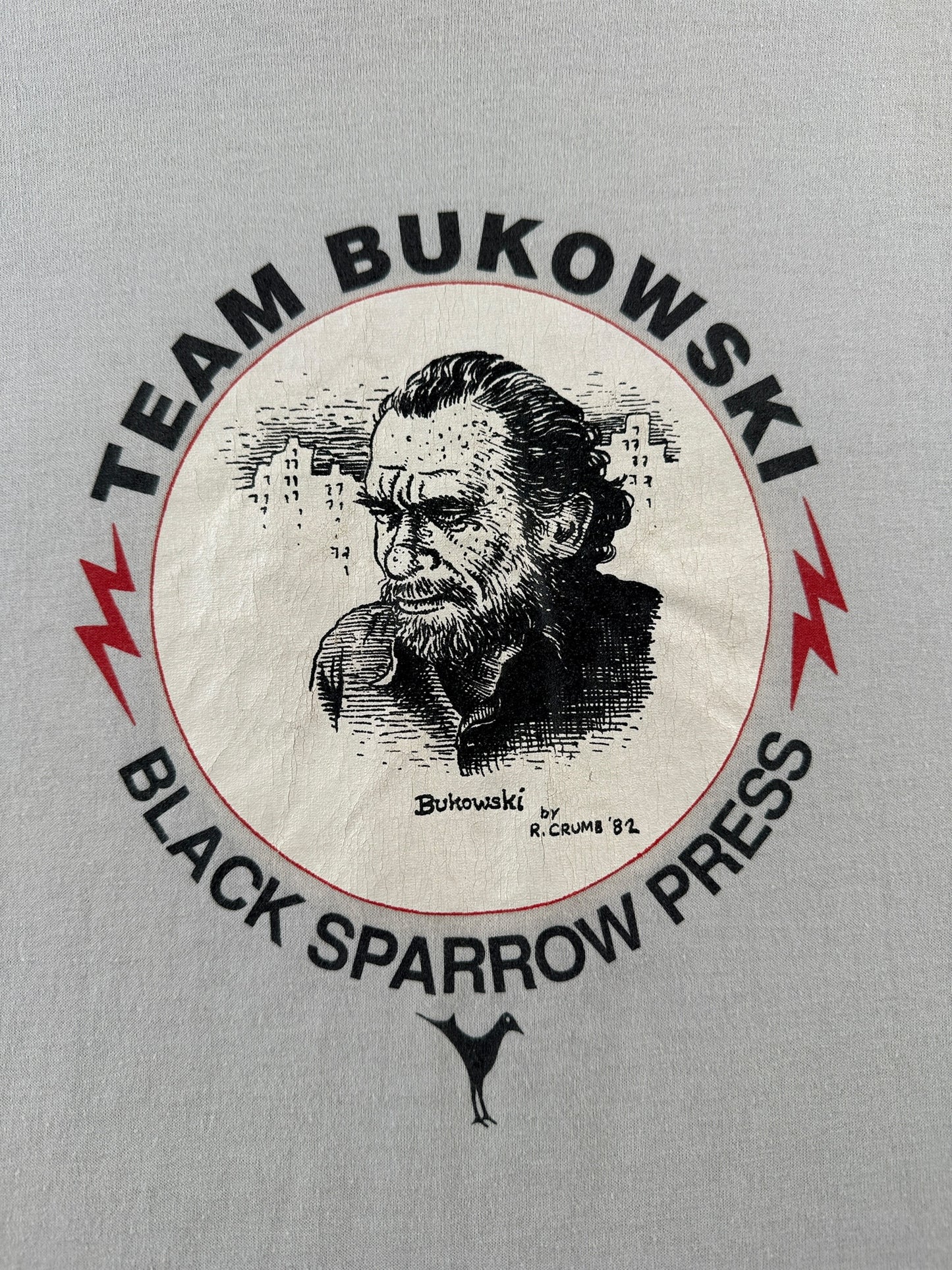 Graphic of Vintage Black Sparrow Press Team Bukowski Tee SZ XL