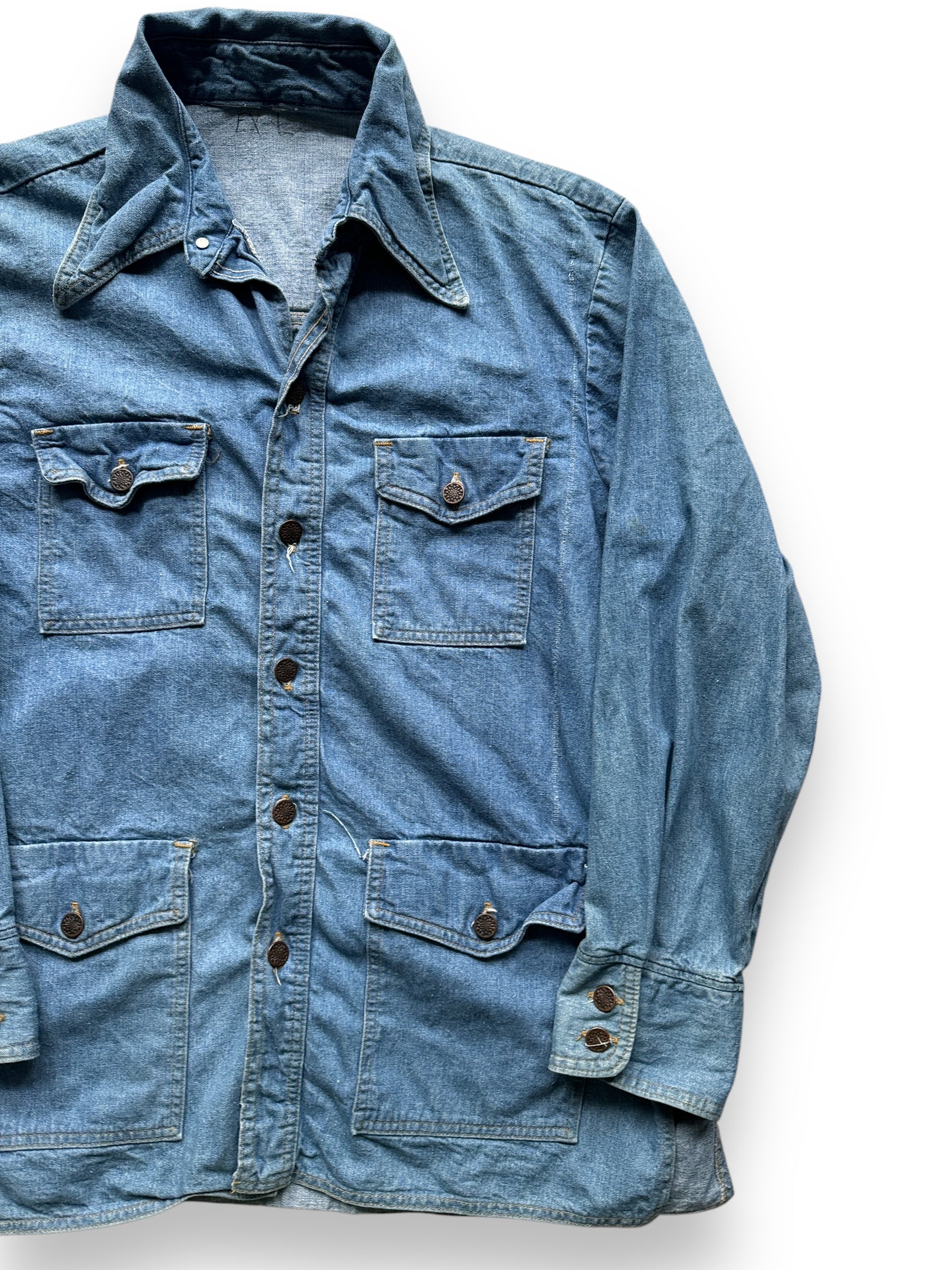 front left of Vintage Unbranded Denim Safari Coat SZ XL