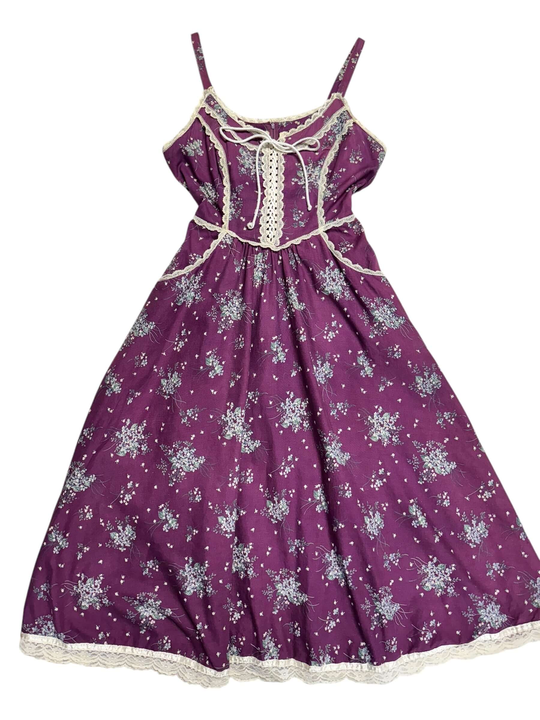 Front view of 1970s Purple Gunne Sax Sundress S