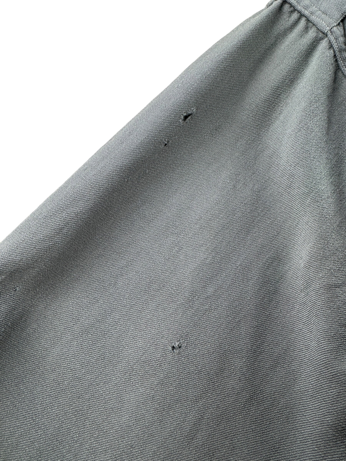 Small holes on sleeve of Vintage 50s JC Penney Worsted Wool Gabardine Shirt SZ L