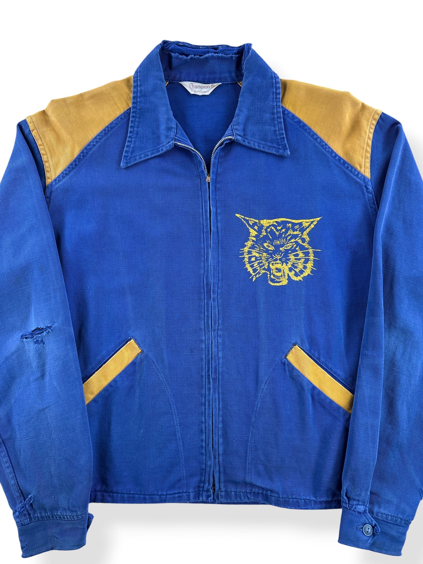 Front Close Up of Vintage 50s Champion Battle Ground Academy Jacket SZ M