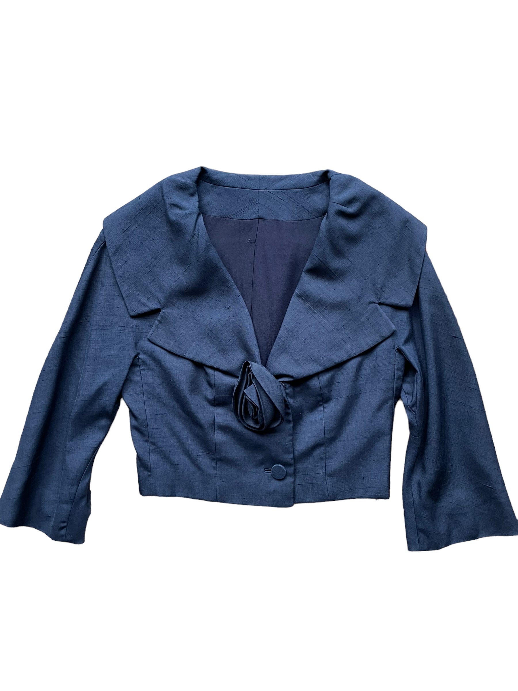 Full front view of Vintage 1950s Silk Cropped Dress Jacket | Seattle True Vintage | Barn Owl Ladies Vintage Clothing