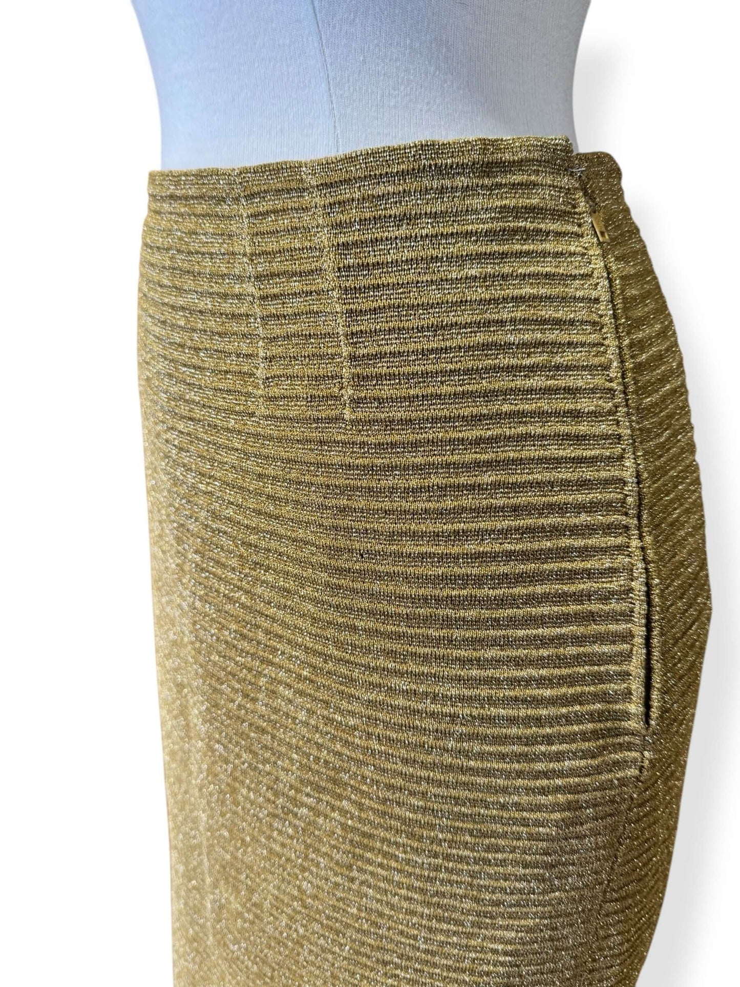 Side view of 1950s Gold Lurex Pencil Skirt M