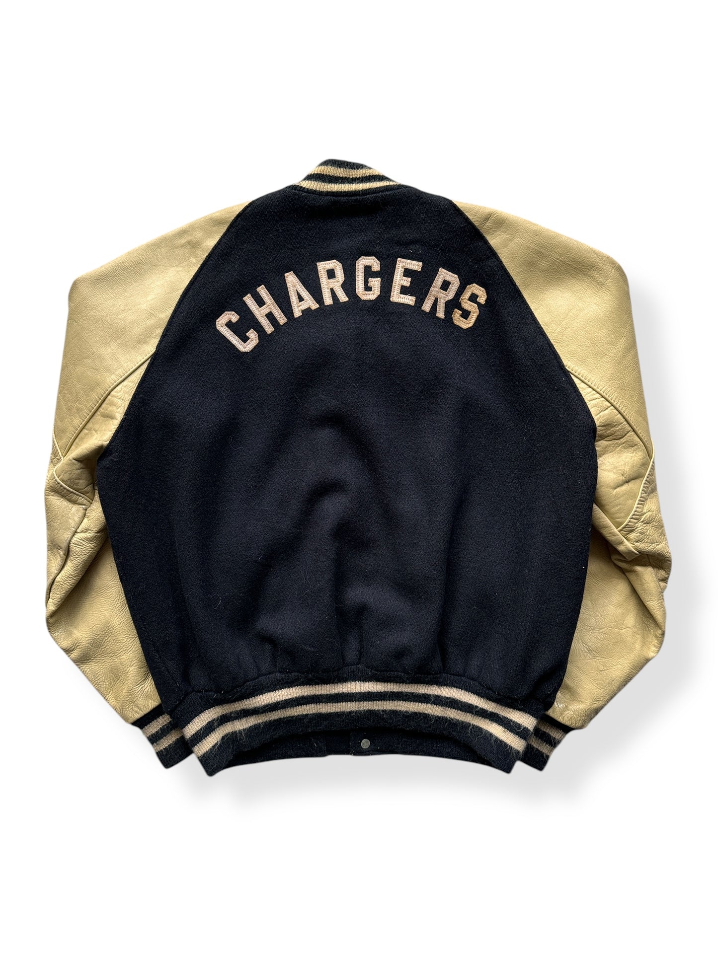 Back of Vintage Chargers Varsity Jacket SZ 46