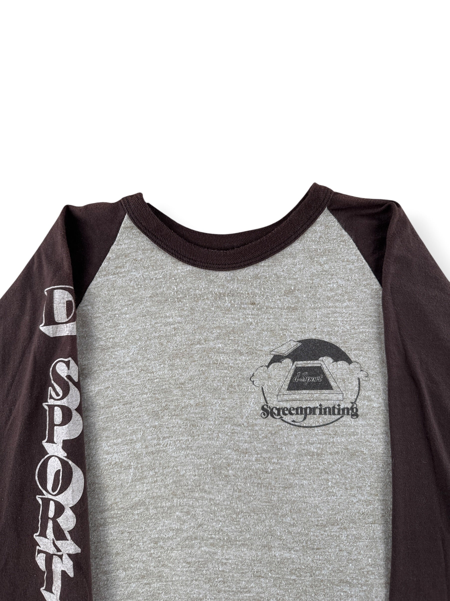 Collar on Vintage 70s Screenprinting Raglan Tee SZ L (Fits S)