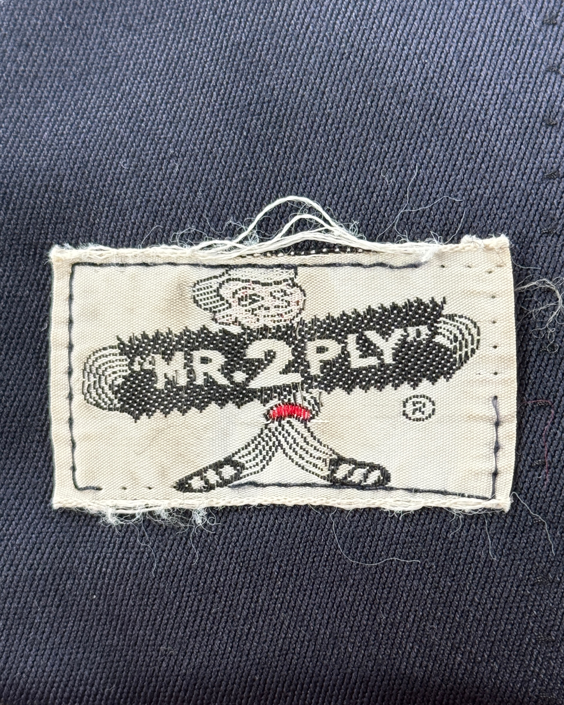 Inner brand tag on Vintage Mr. 2 Ply Rayon Gas Station Jacket SZ XL