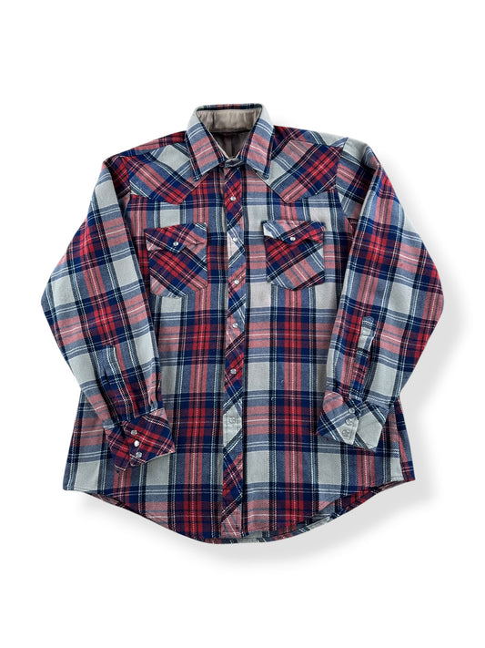 Front of Vintage Sportsman Western Wool Flannel Pearlsnap SZ L