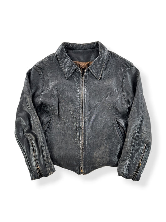 Front of Vintage 50s 60s Era Leather Jacket SZ XS