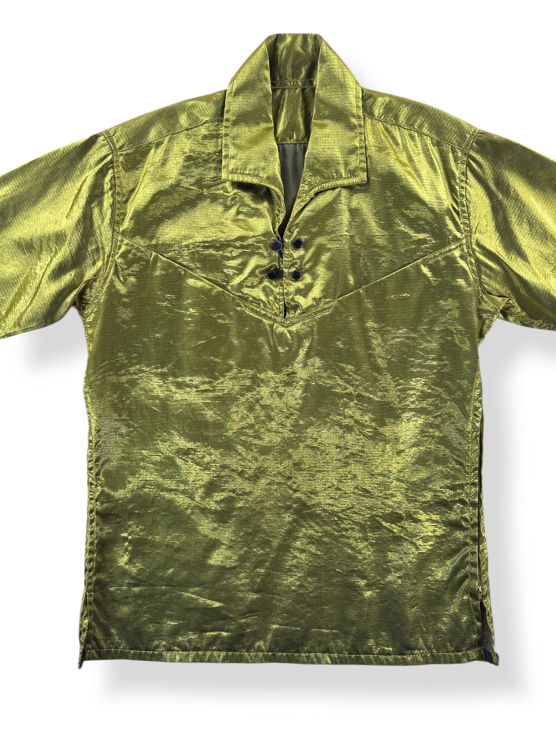 Front Close Up of Vintage Gold Rockabilly Top SZ S