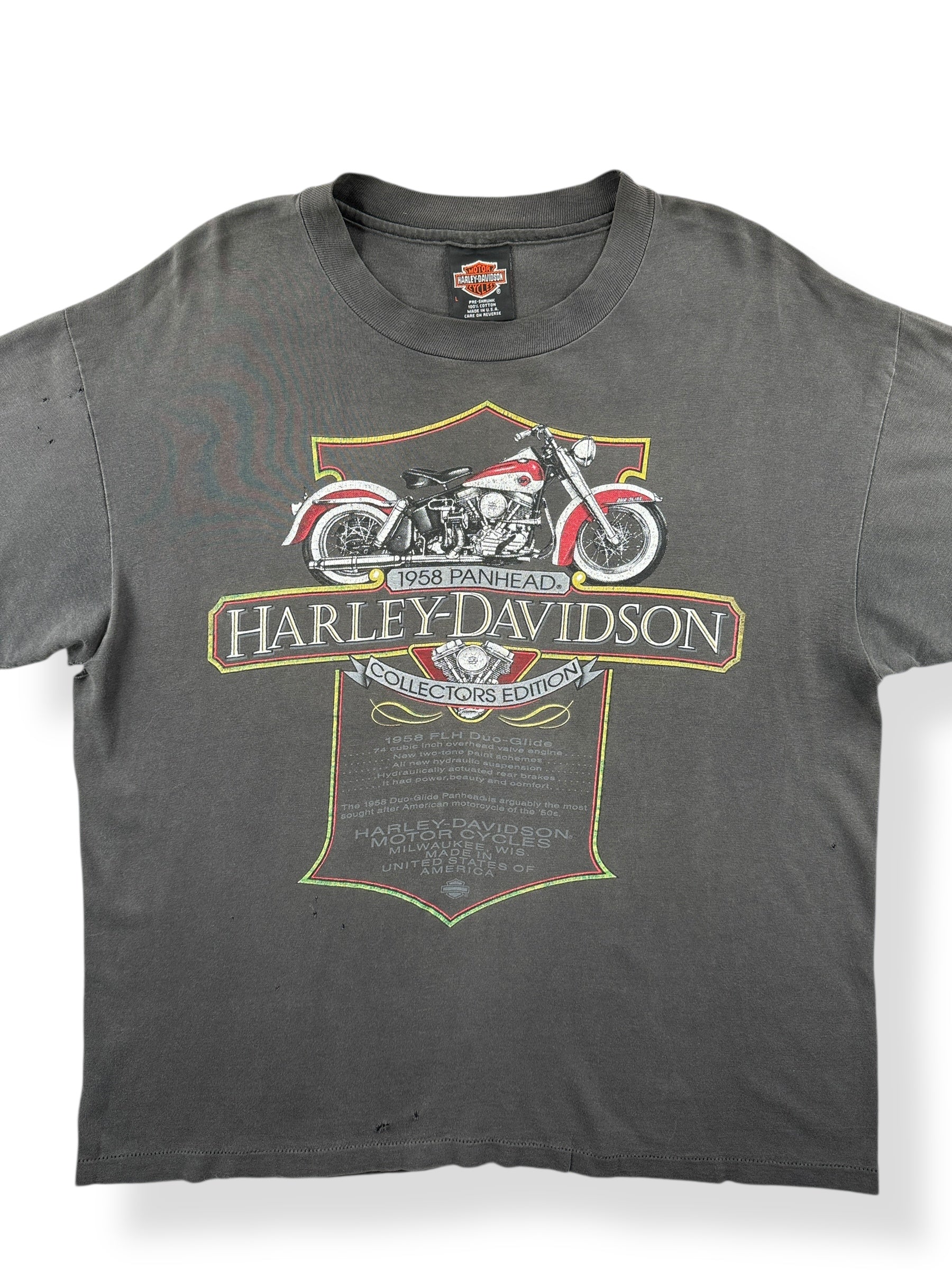 Front Close Up of Vintage Santa Cruz Harley Davidson Panhead Tee SZ L
