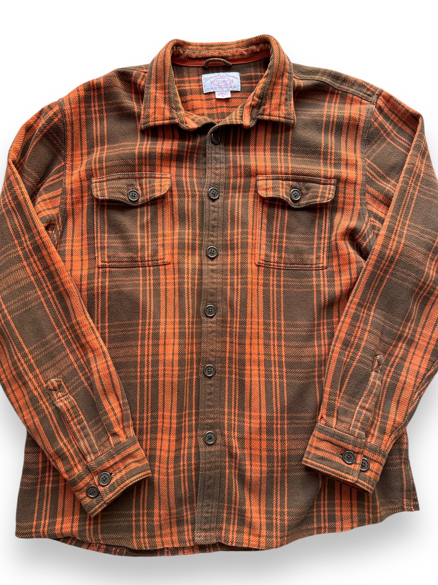 front close up of Modern Filson Cotton Flannel SZ XL