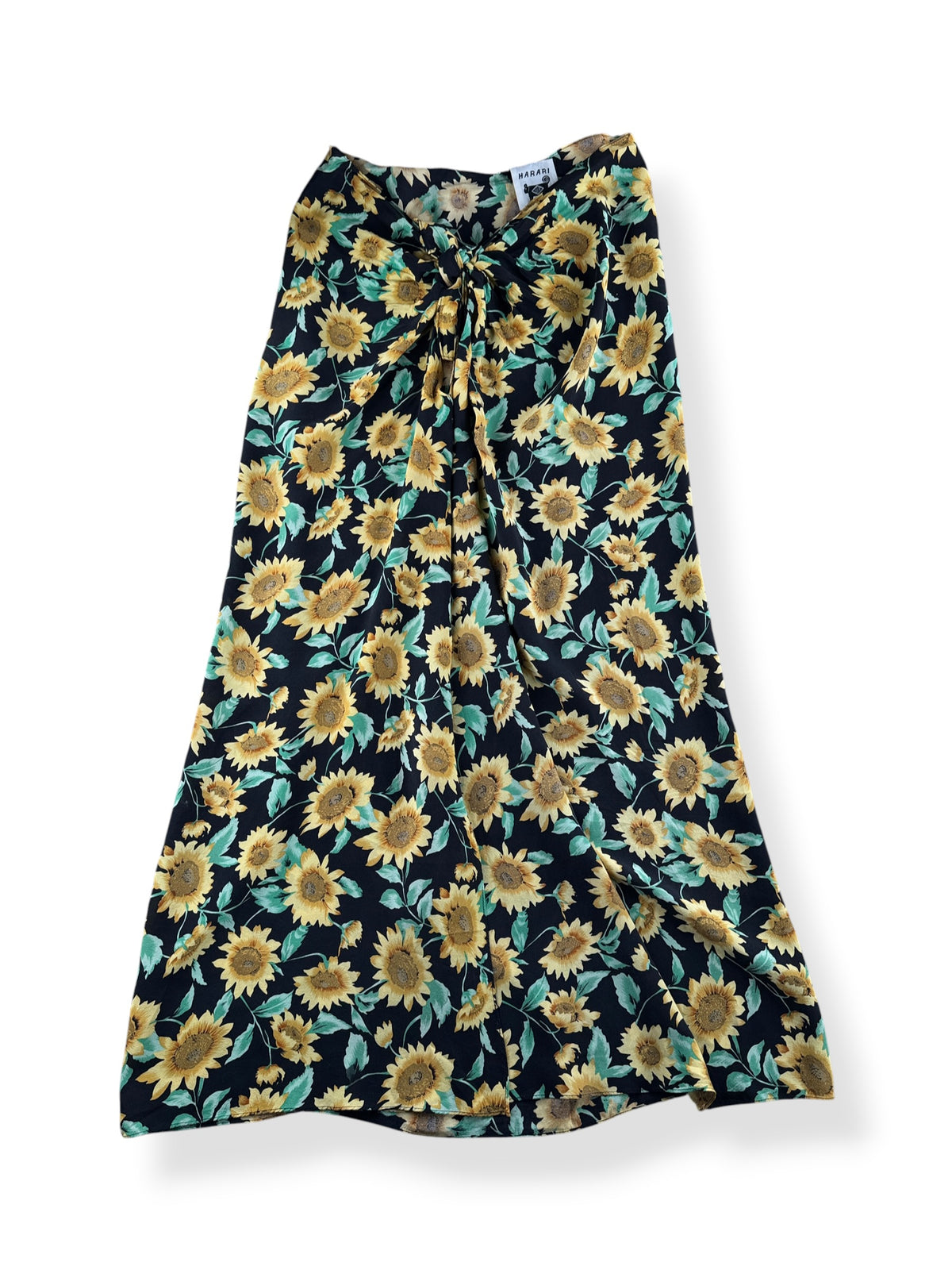 Front of Vintage 90s Silk Sunflower Skirt SZ M
