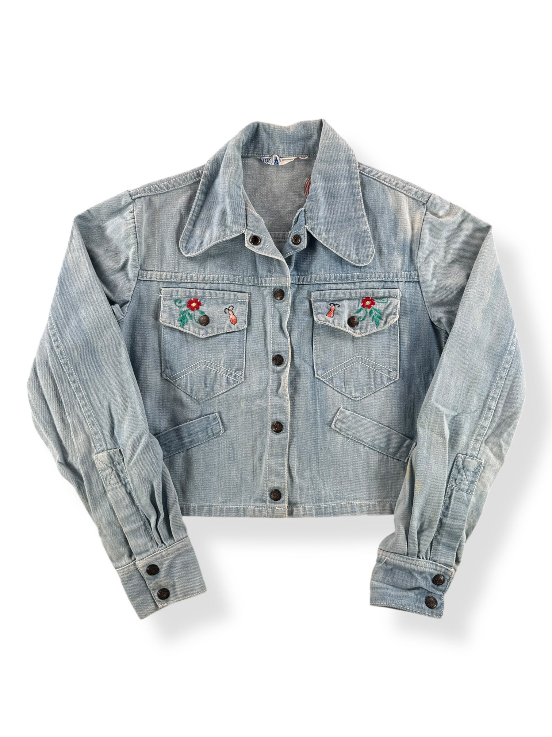 Front of Vintage Denim Petite Trucker w/ Embroidery SZ XS