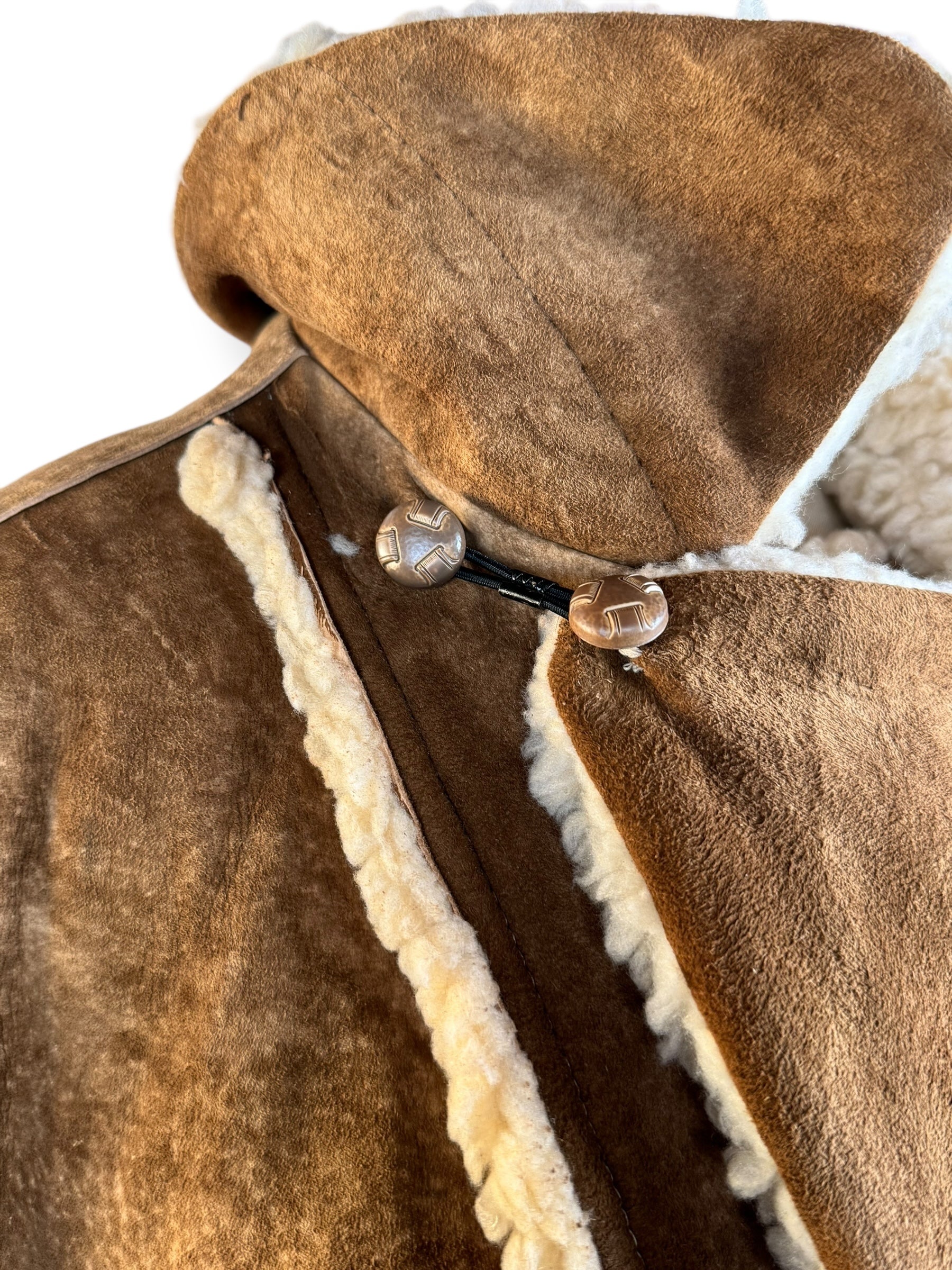 Under collar button 1970s Grais Suede Shearling Coat L