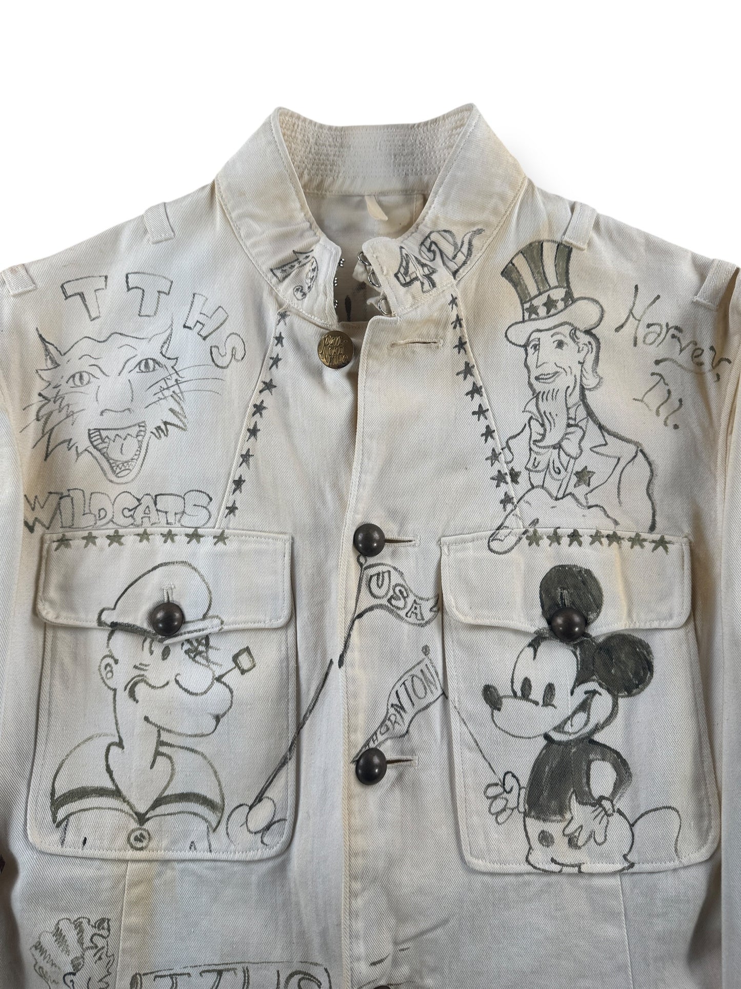 Illustrations on Vintage Class of 1942 Souvenir Jacket SZ XS
