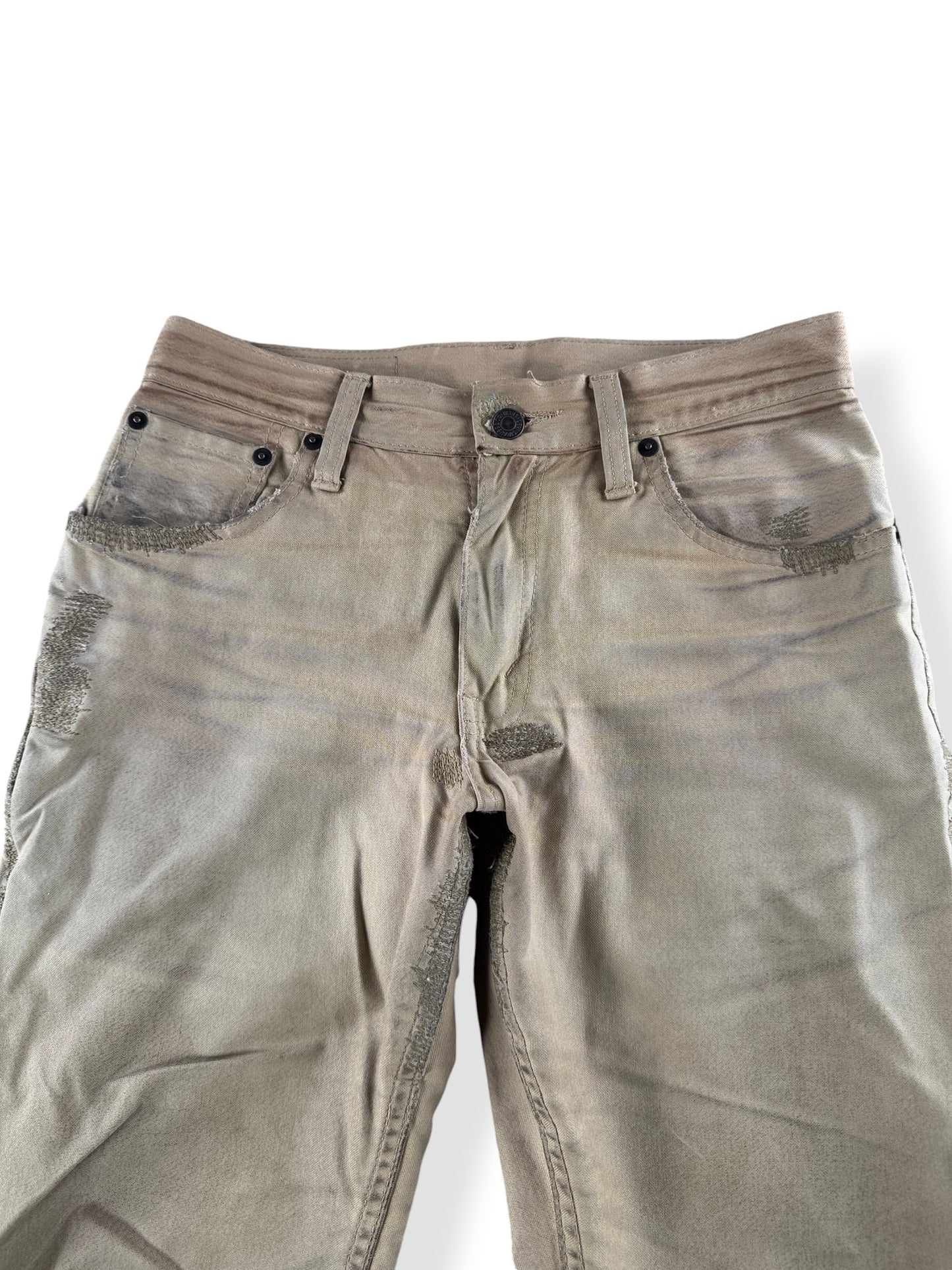 Front Close Up of Filson x Levi's Repaired Tin Cloth Pants W28