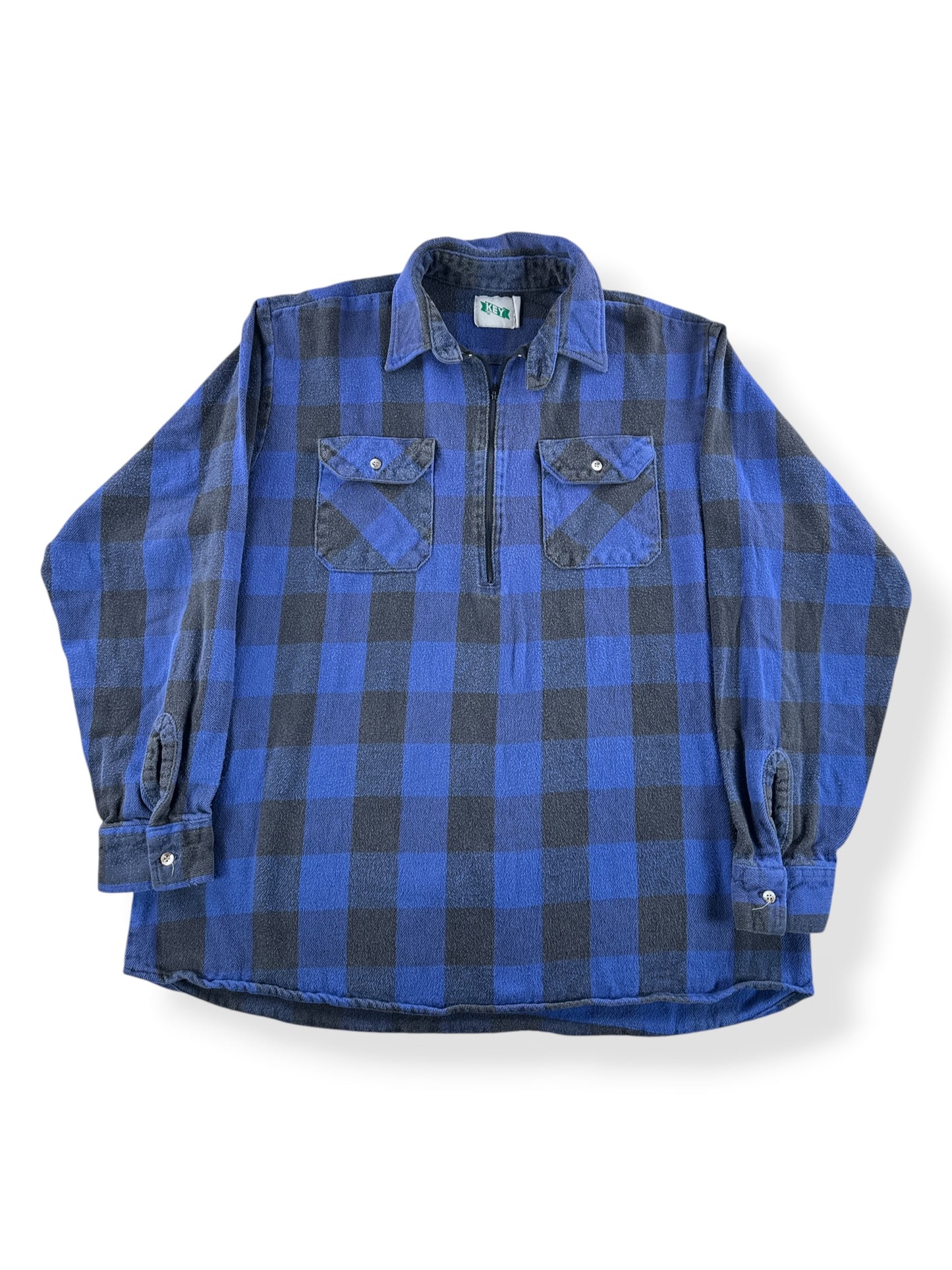 Front of Vintage Key Quarter Zip Cotton Flannel SZ XXL