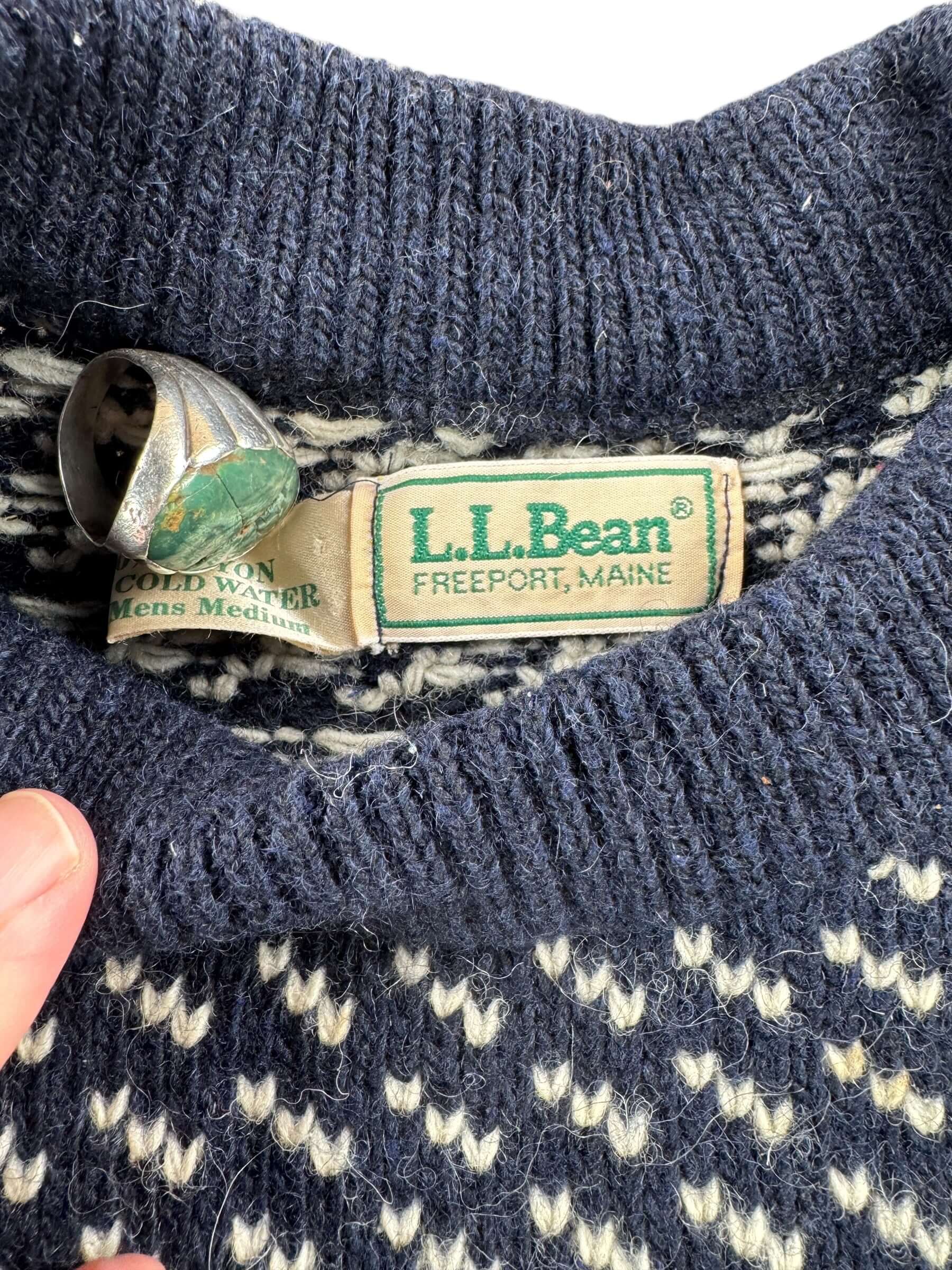 Tag View of Vintage L.L. Bean Norwegian Birdseye Sweater SZ M
