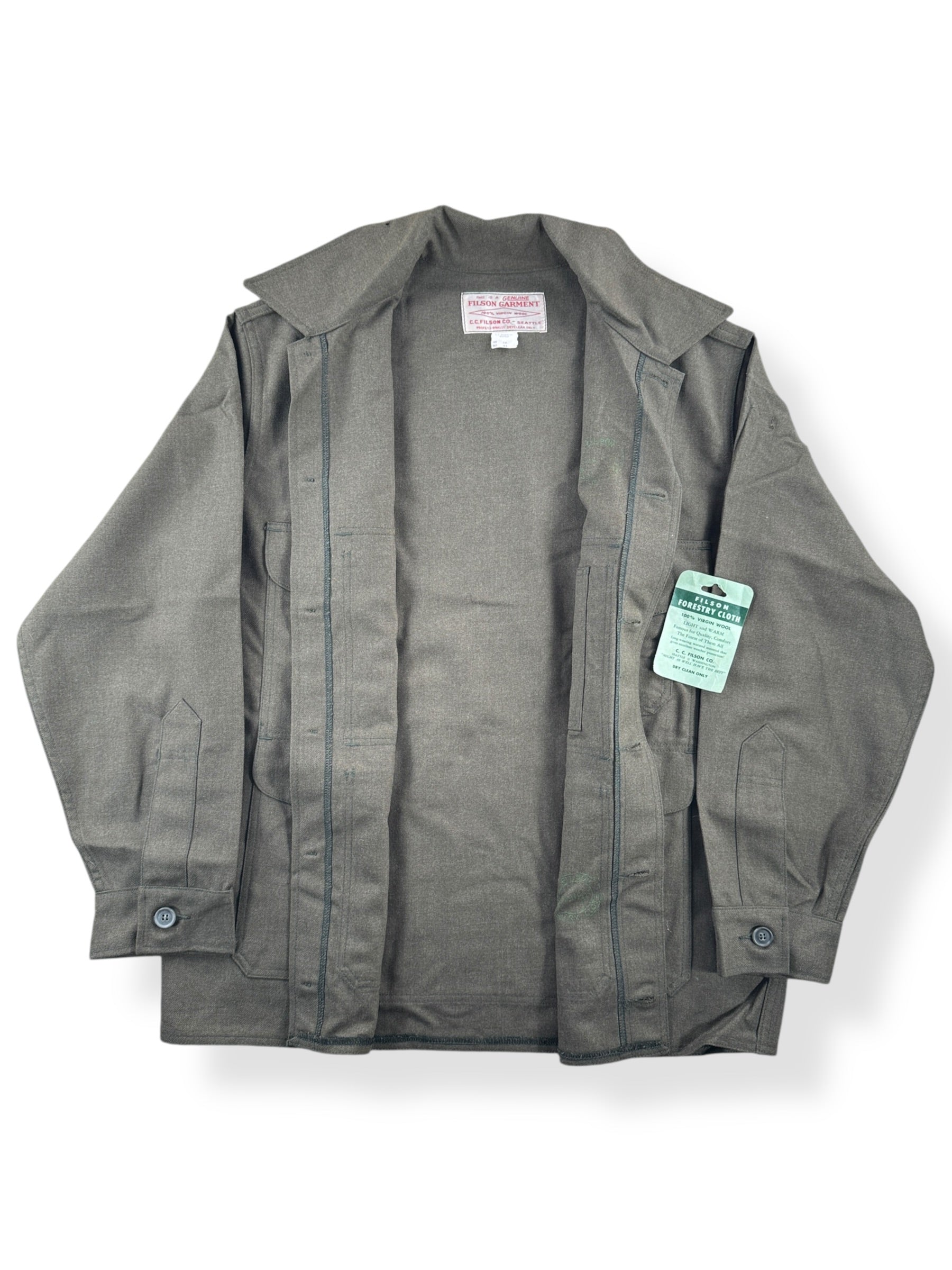 Inside of Vintage NOS Filson Forestry Cloth Wool Jacket SZ 44