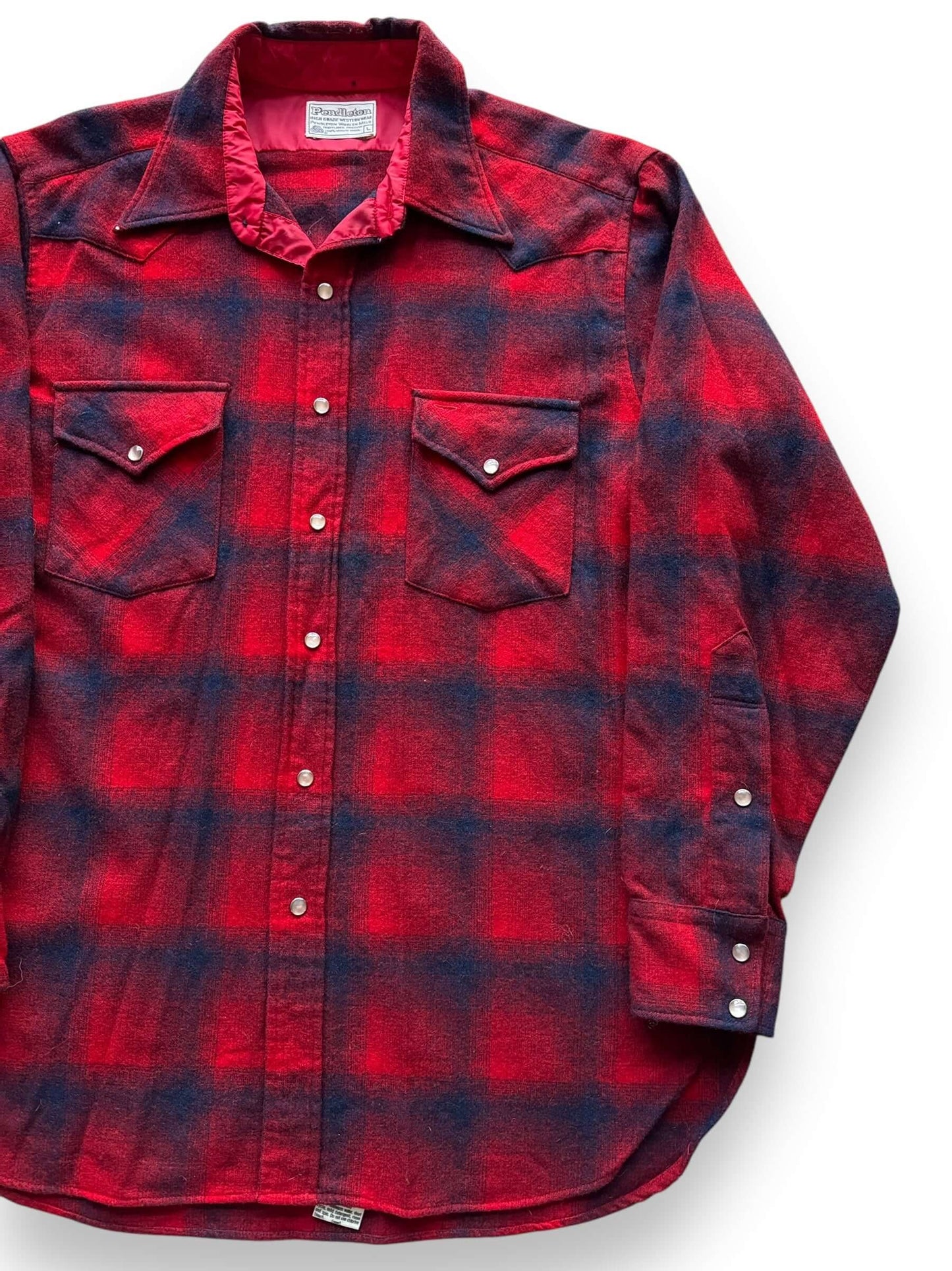 front left of Vintage Pendleton Red Shadowplaid Pearlsnap Flannel SZ L