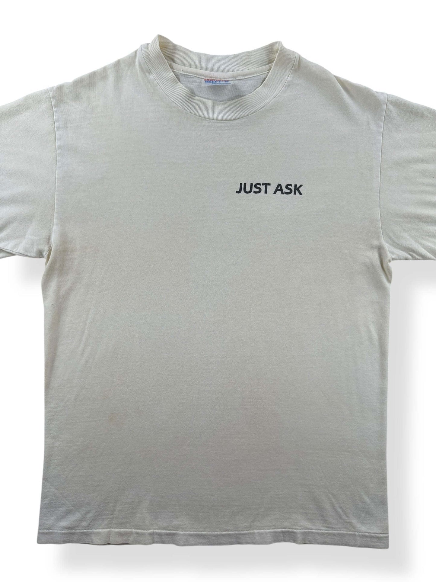 Front Close Up of Vintage Just Ask Tee SZ S