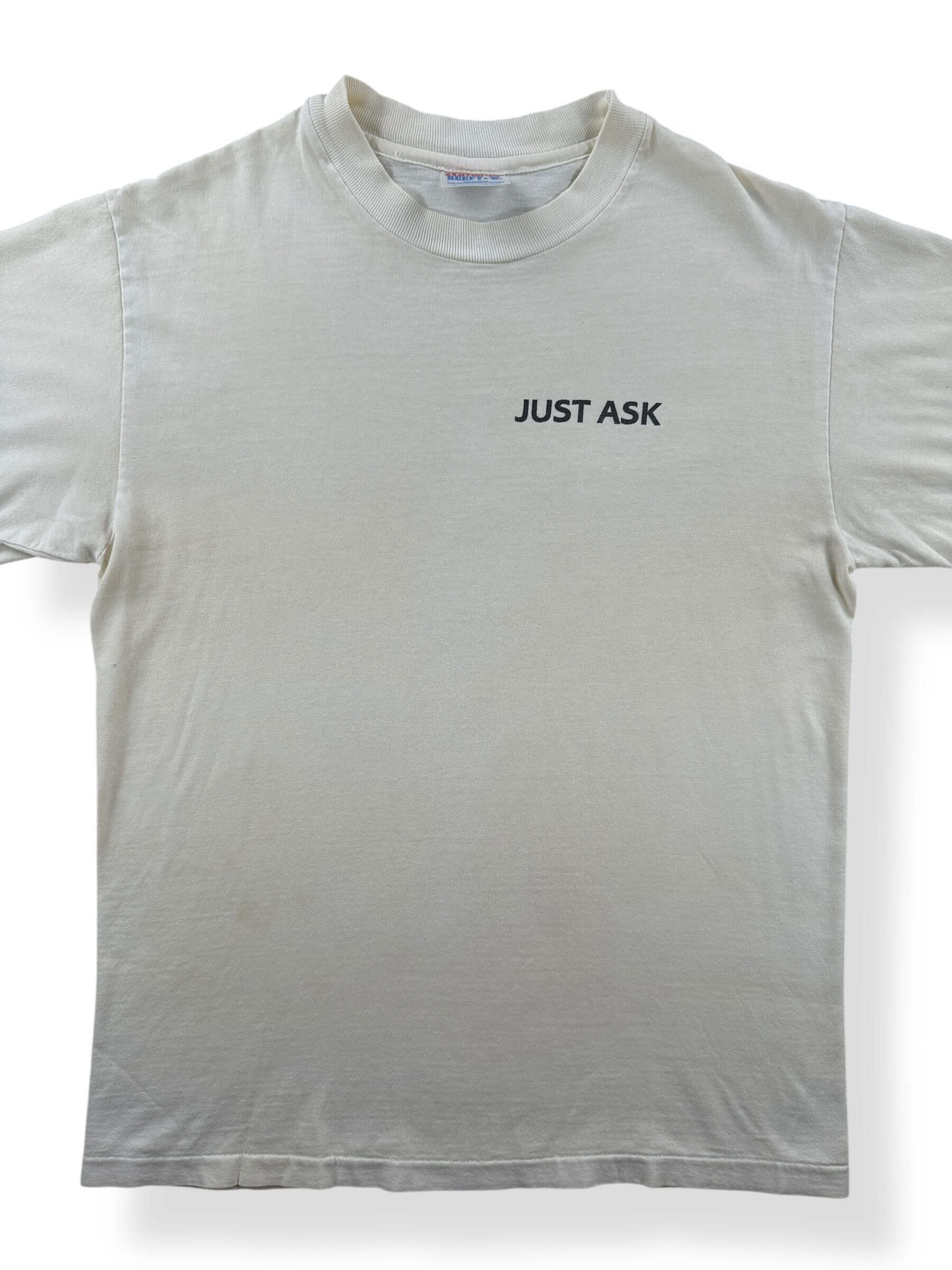 Front Close Up of Vintage Just Ask Tee SZ S